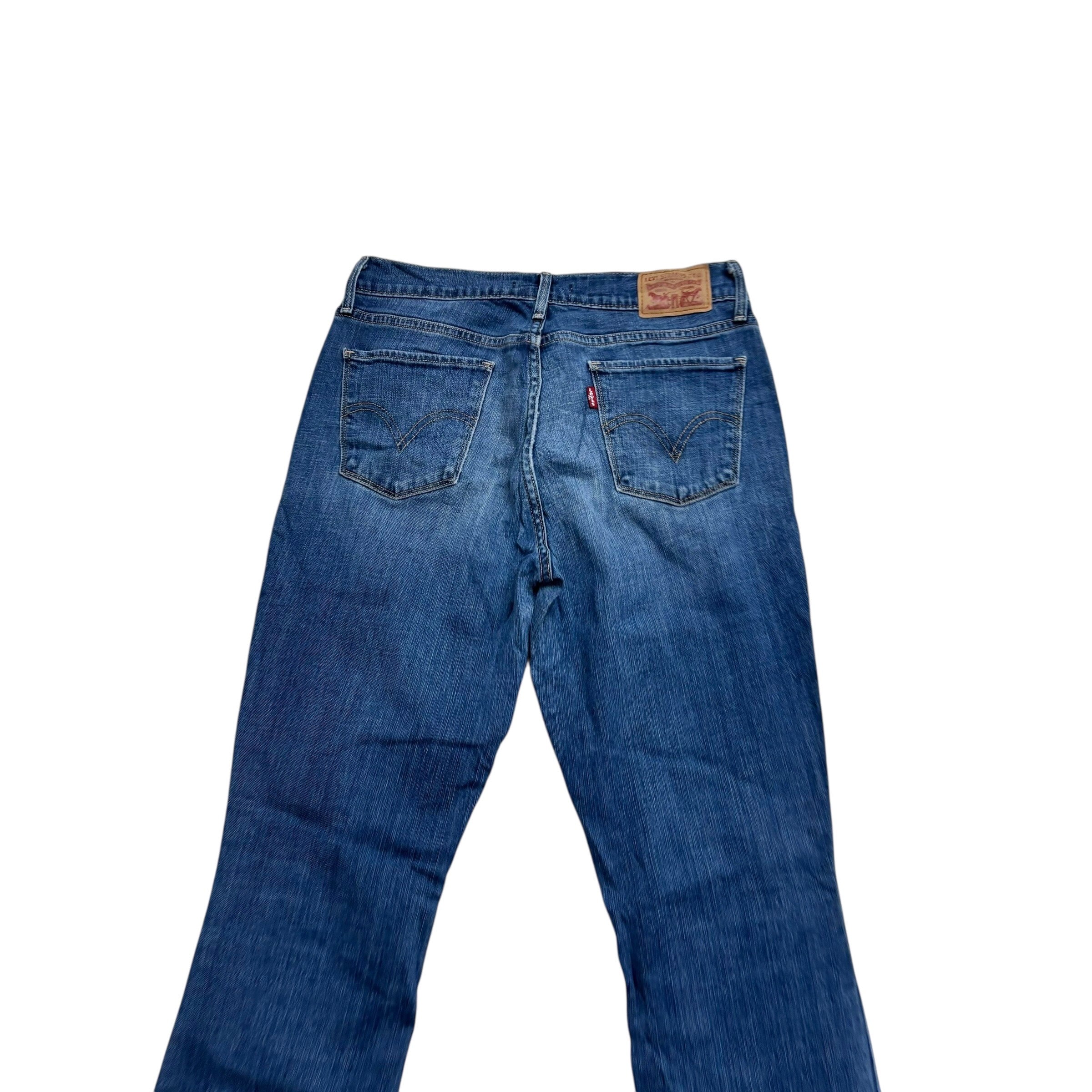 Levis 515 Jeans W27 L32 Womens Regular Bootcut Mid Blue Stretch Denim (E)