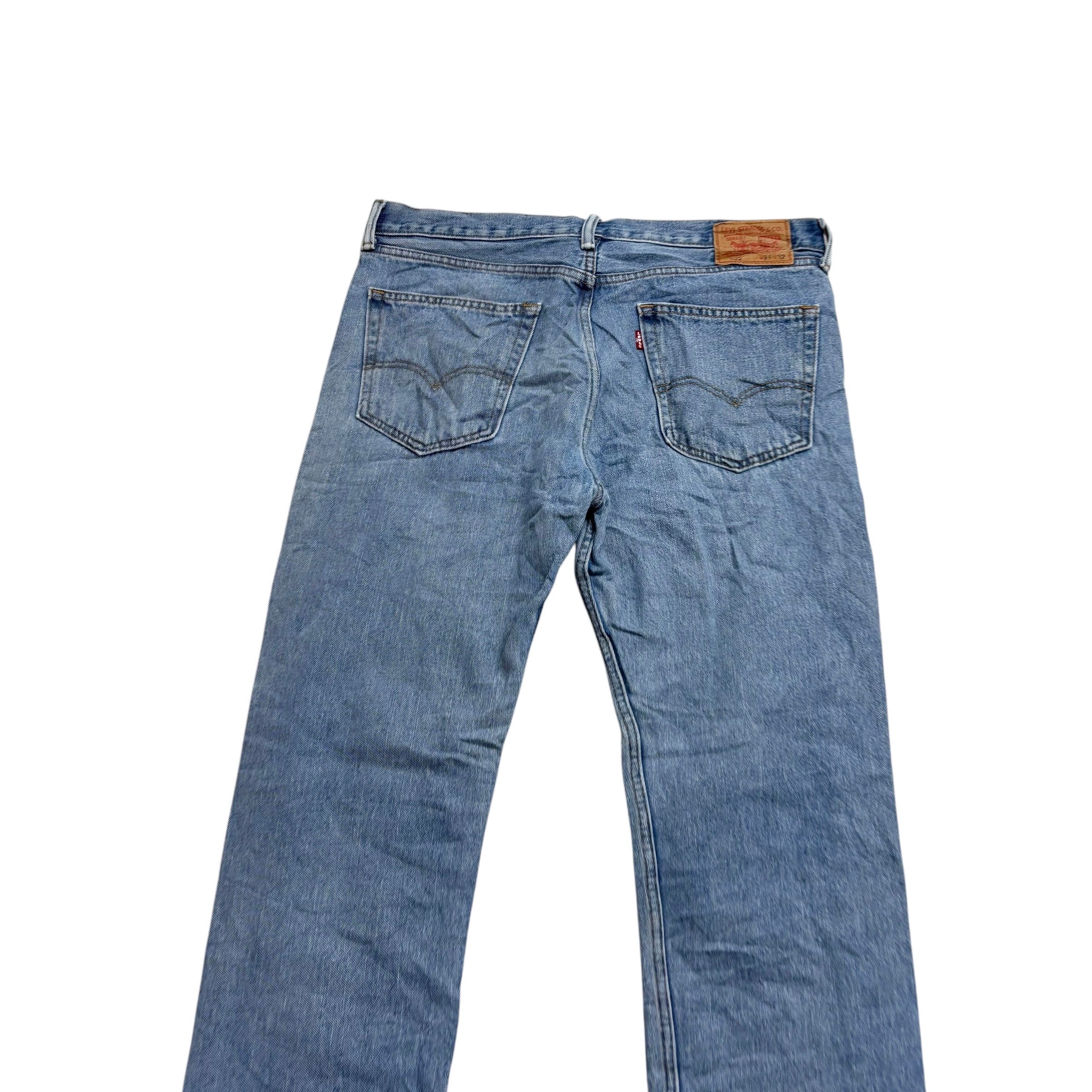Levis 505 Jeans W36 L32 Mens Light Blue Regular Straight Fit Vintage Denim