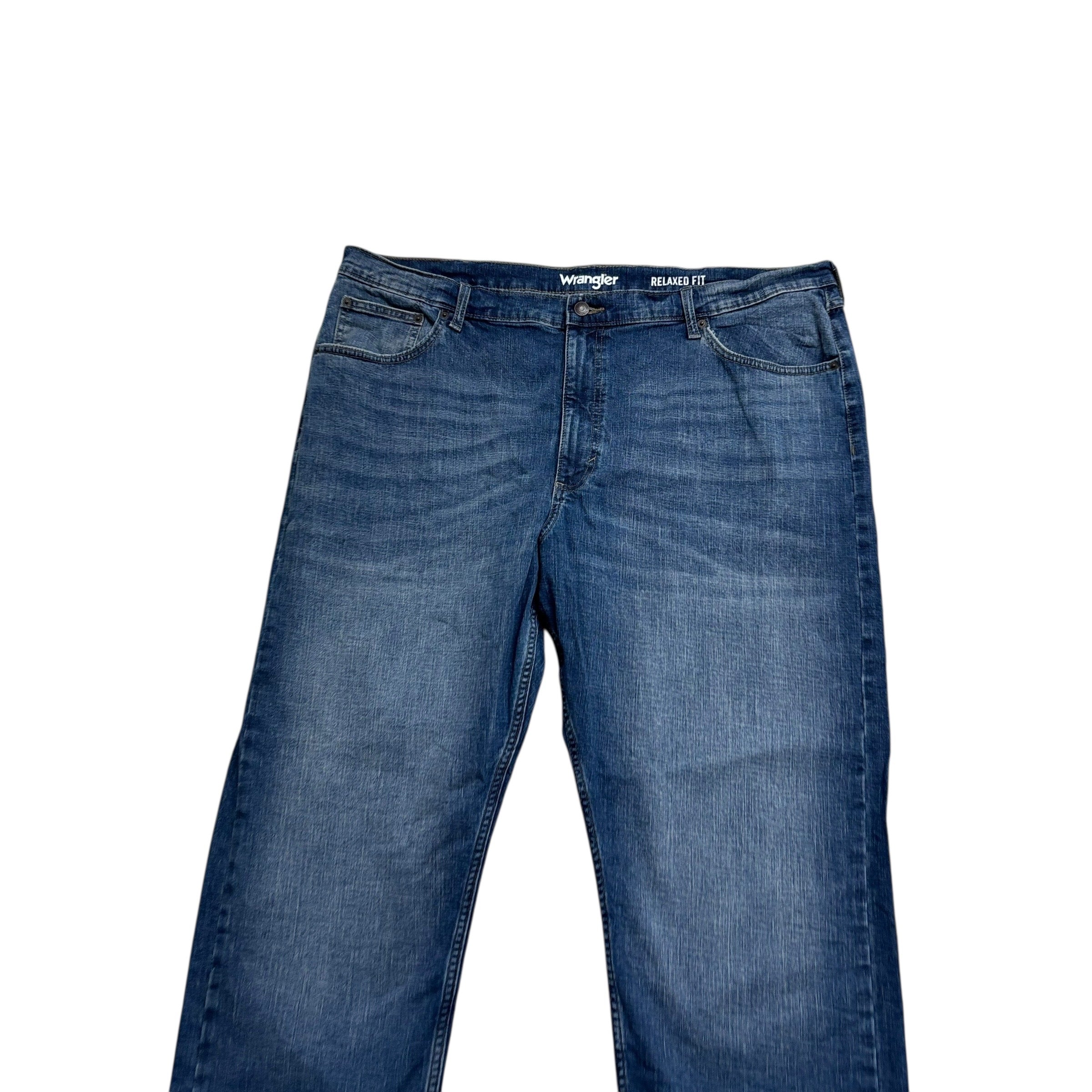 Wrangler Jeans W42 L30 Mens Mid Blue Relaxed Straight Fit Stretch Denim (E)