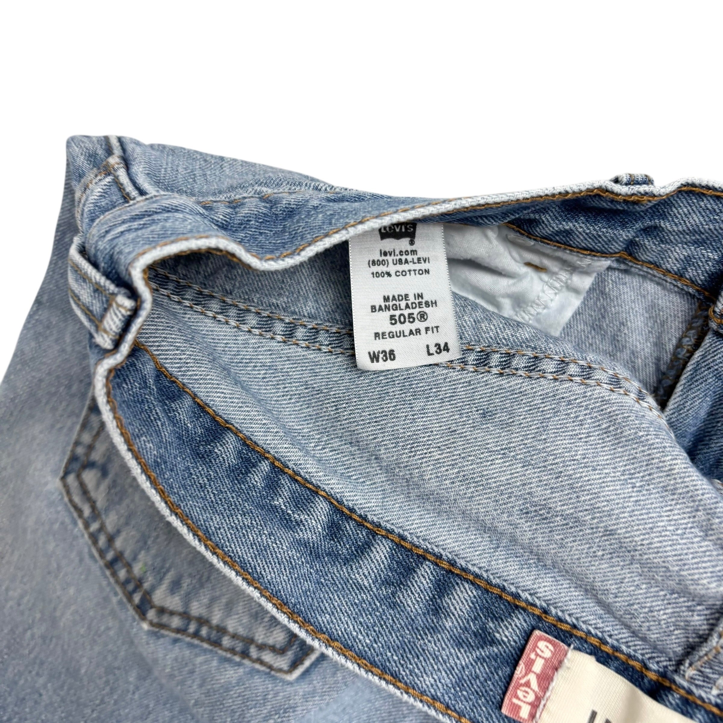 Levis 505 Jeans W35 L34 Mens Light Blue Regular Straight Fit Vintage Denim (F)