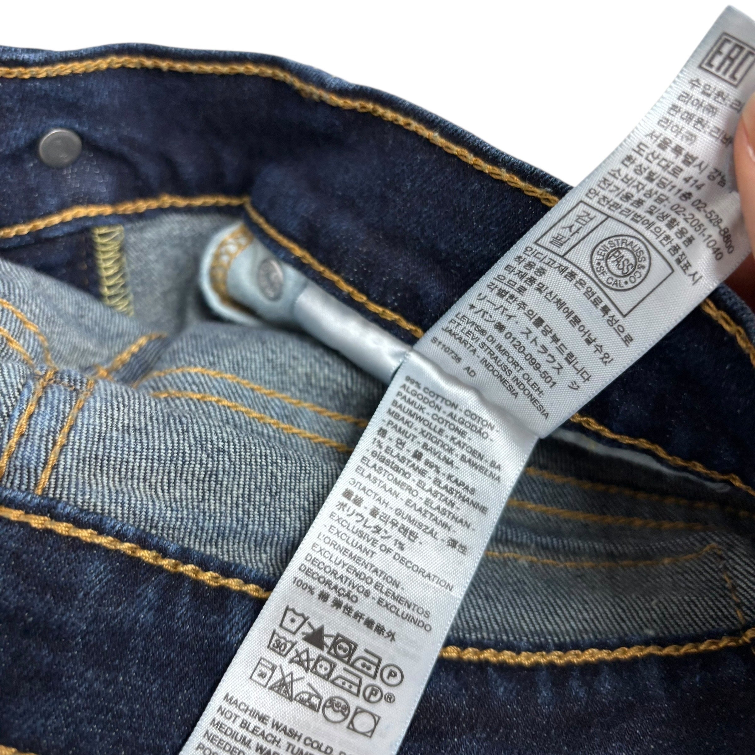 Levis 511 Jeans W28 L30 Mens Dark Blue Slim Fit Stretch Denim (E)