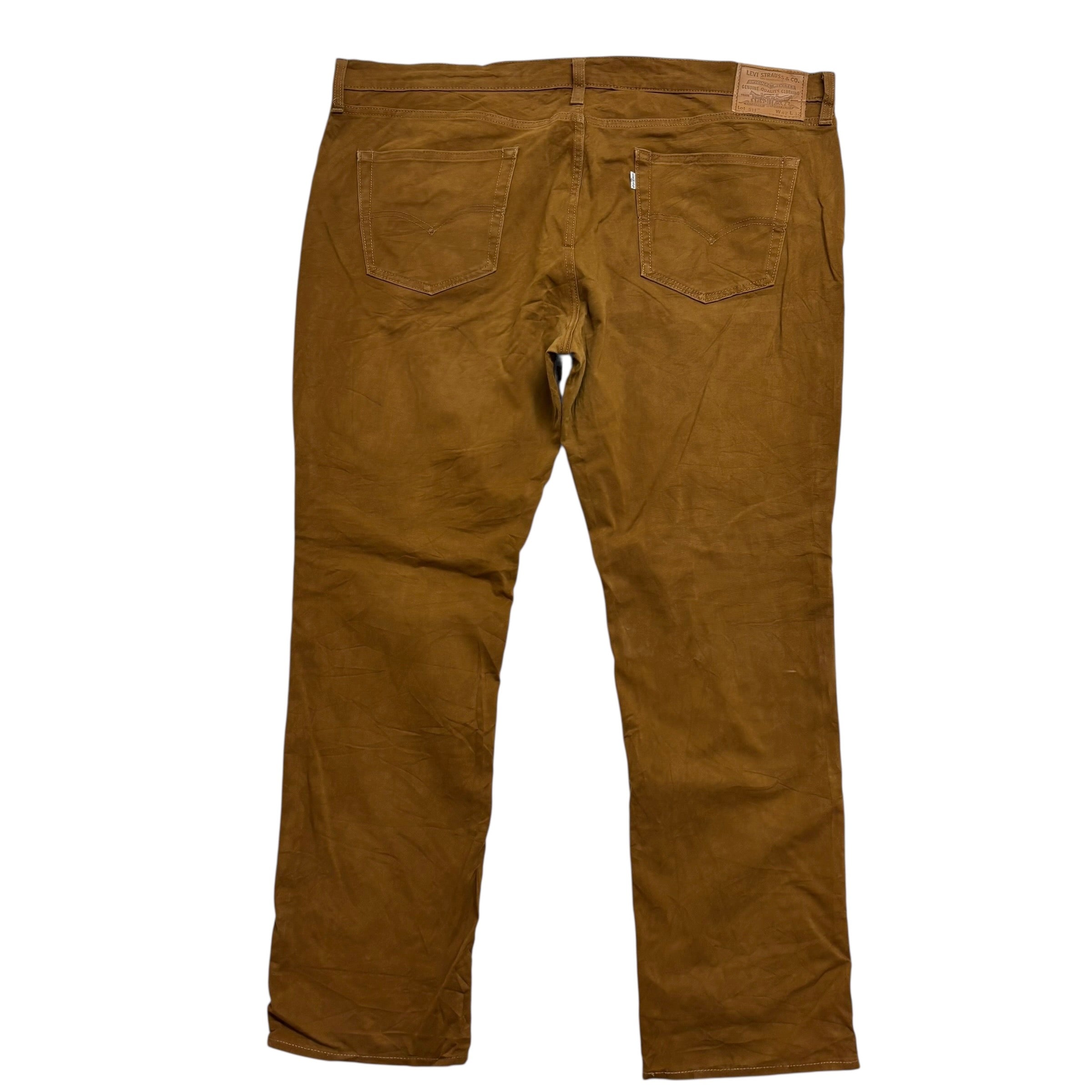 Levis 511 Trousers W44 L32 Mens Brown Slim Fit Stretch Premium Pants (E)