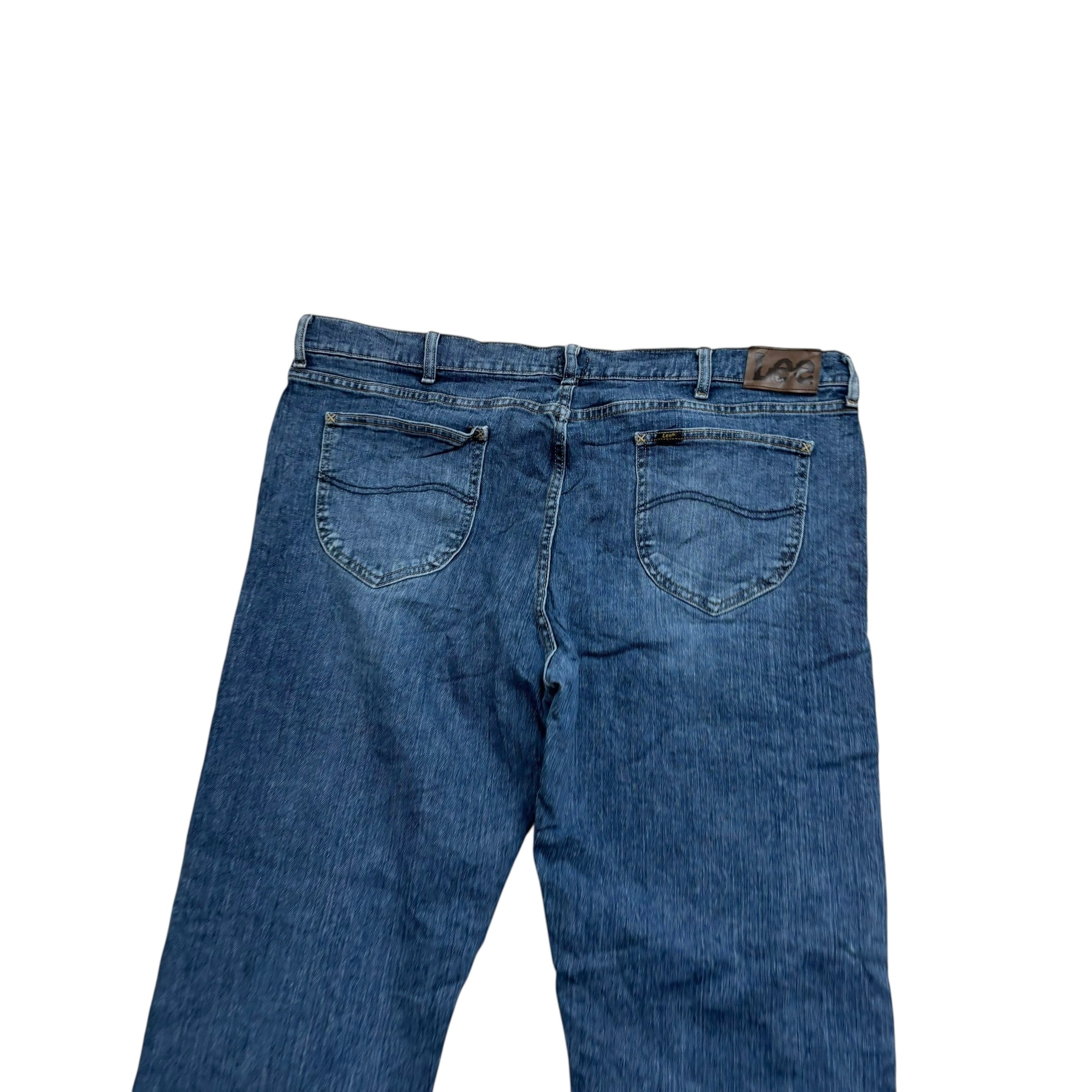 Lee Jeans W42 L32 Mens Mid Blue Regular Straight Fit Stretch Denim (E)