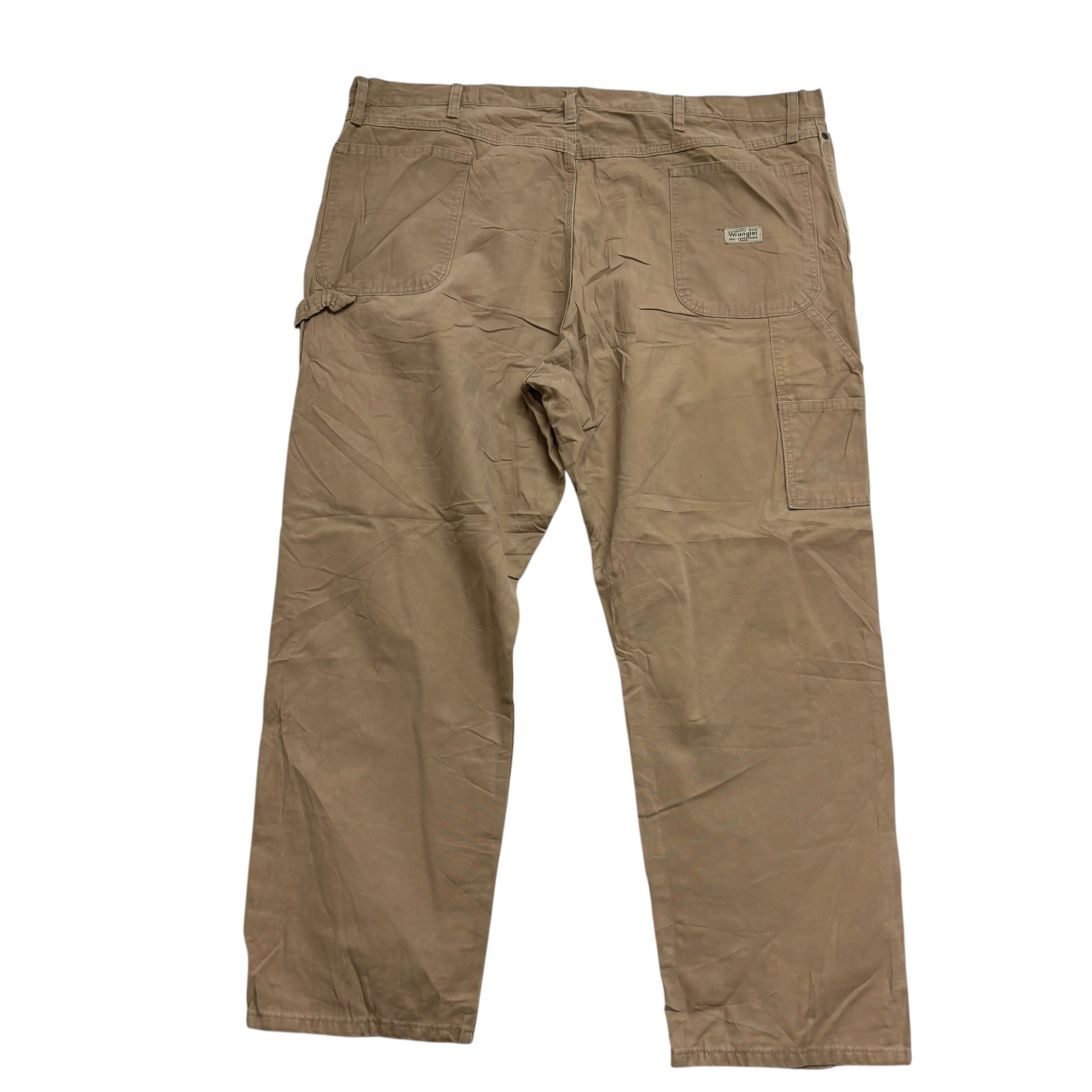 Wrangler Carpenter Pants W44 L30 Mens Tan Relaxed Straight Fit Trousers (E)