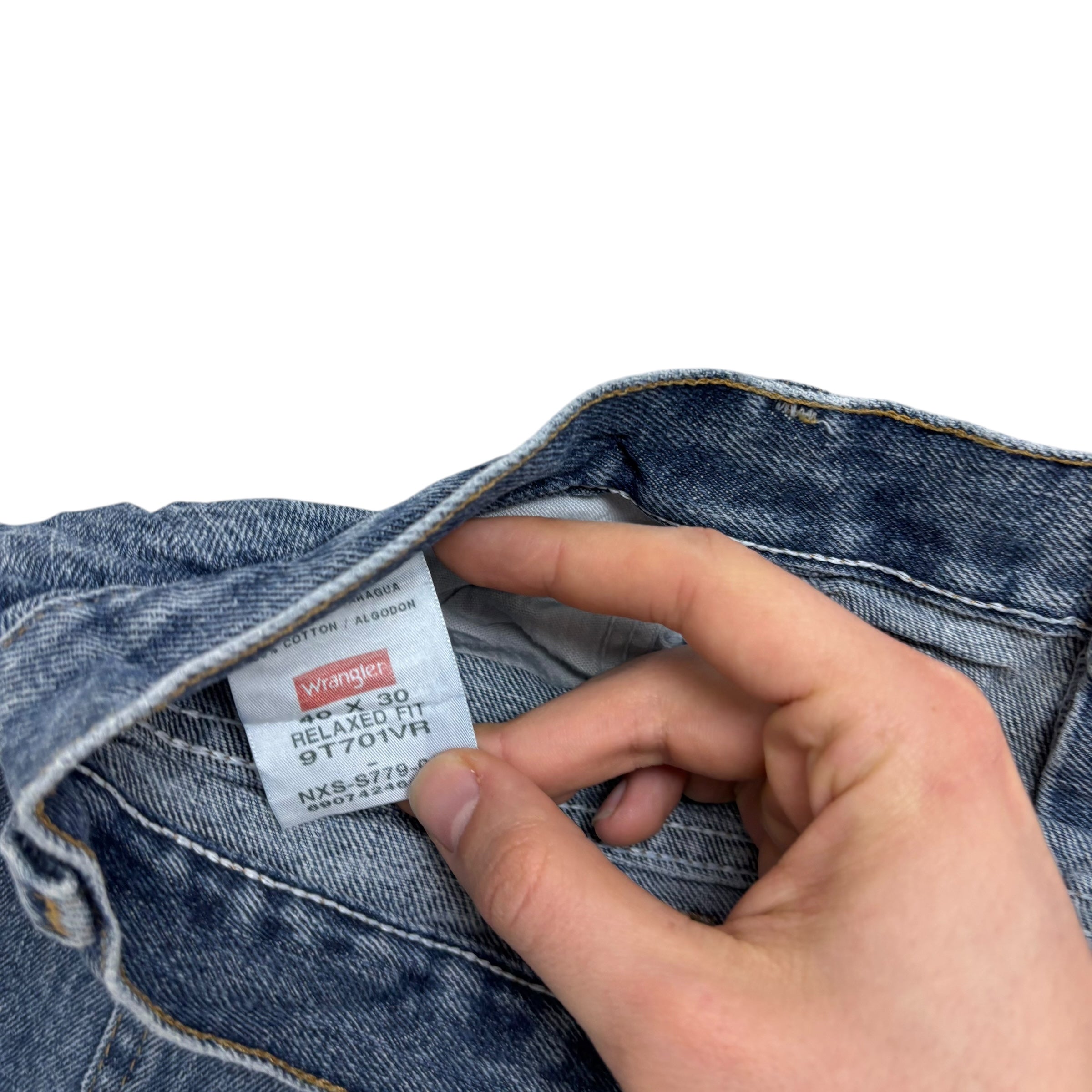 Wrangler Jeans W40 L30 Mens Mid Blue Baggy Relaxed Straight Fit Denim (E)