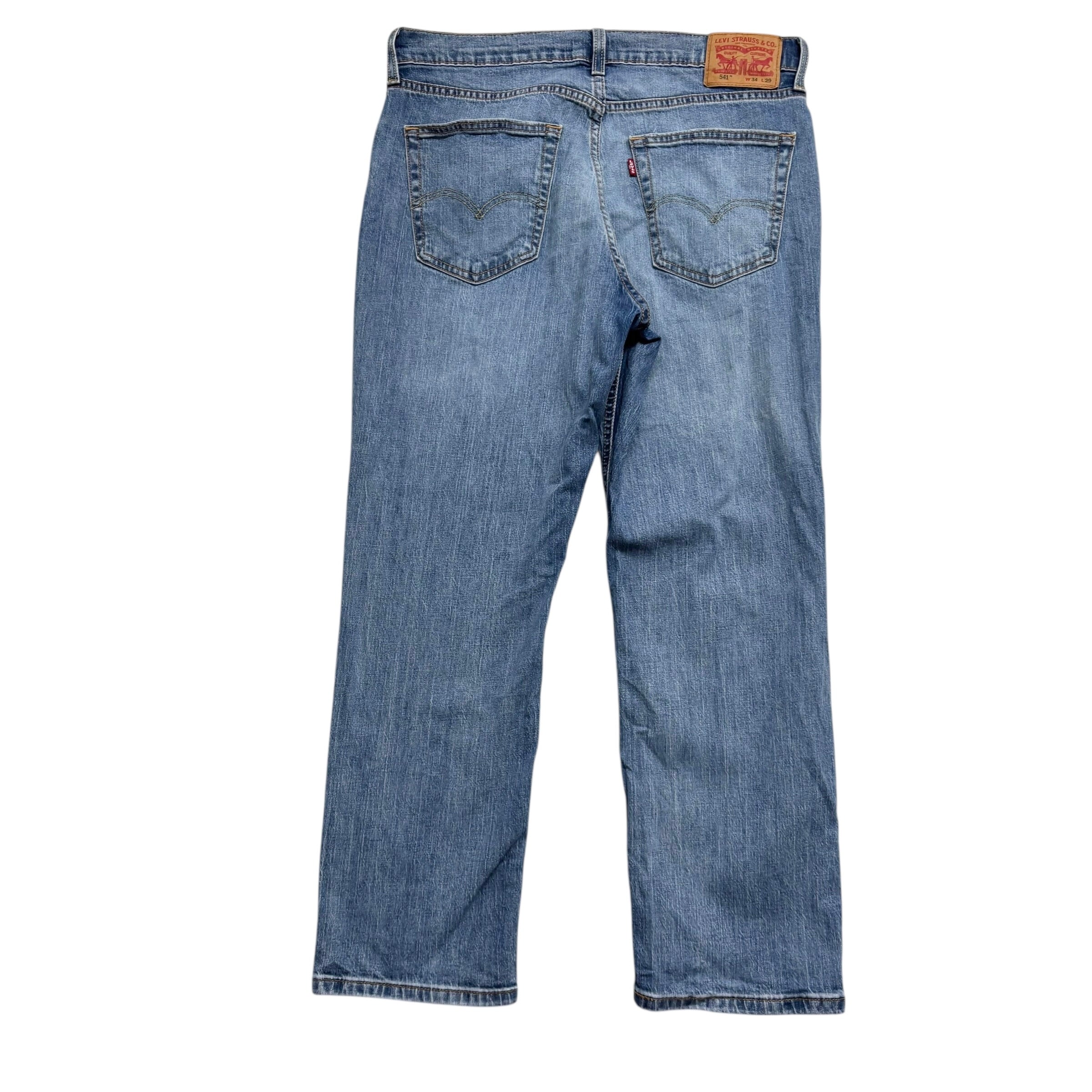 Levis 541 Jeans W34 L29 Mens Mid Blue Athletic Tapered Fit Stretch Denim (E)