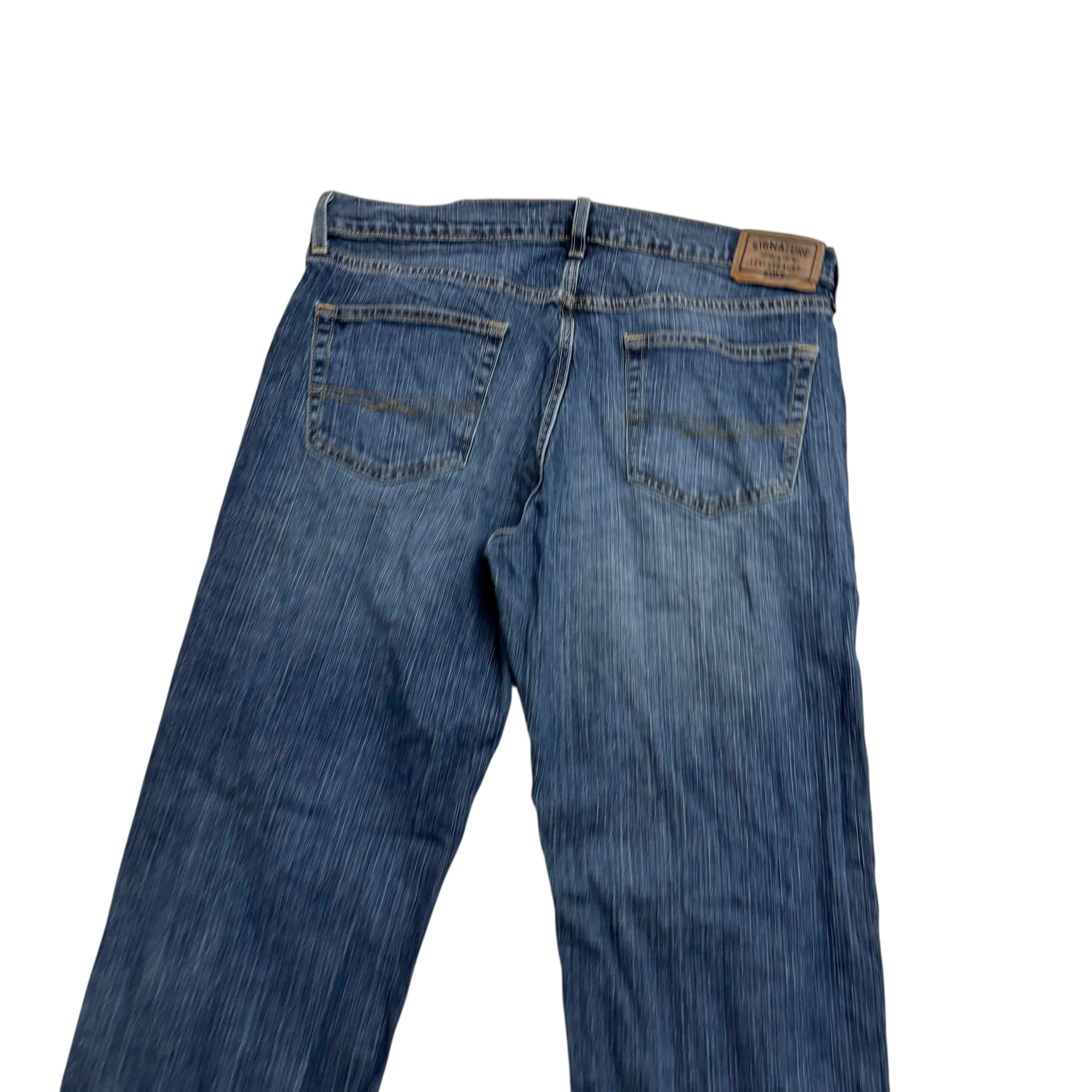 Levis Signature Jeans W36 L32 Mens Mid Blue Relaxed Straight Stretch Denim (E)