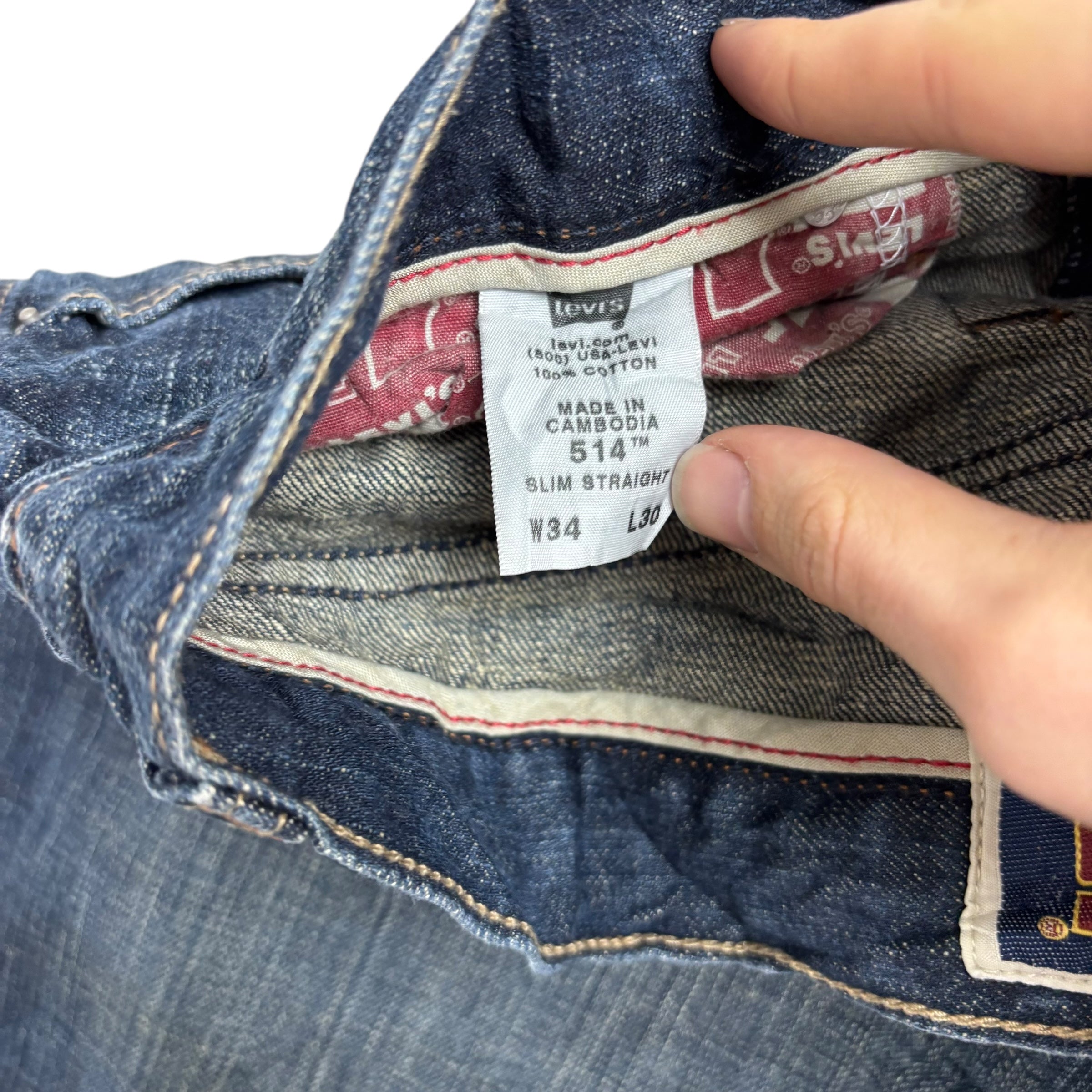 Levis 514 Jeans W34 L30 Mens Dark Blue Regular Straight Fit Vintage Denim