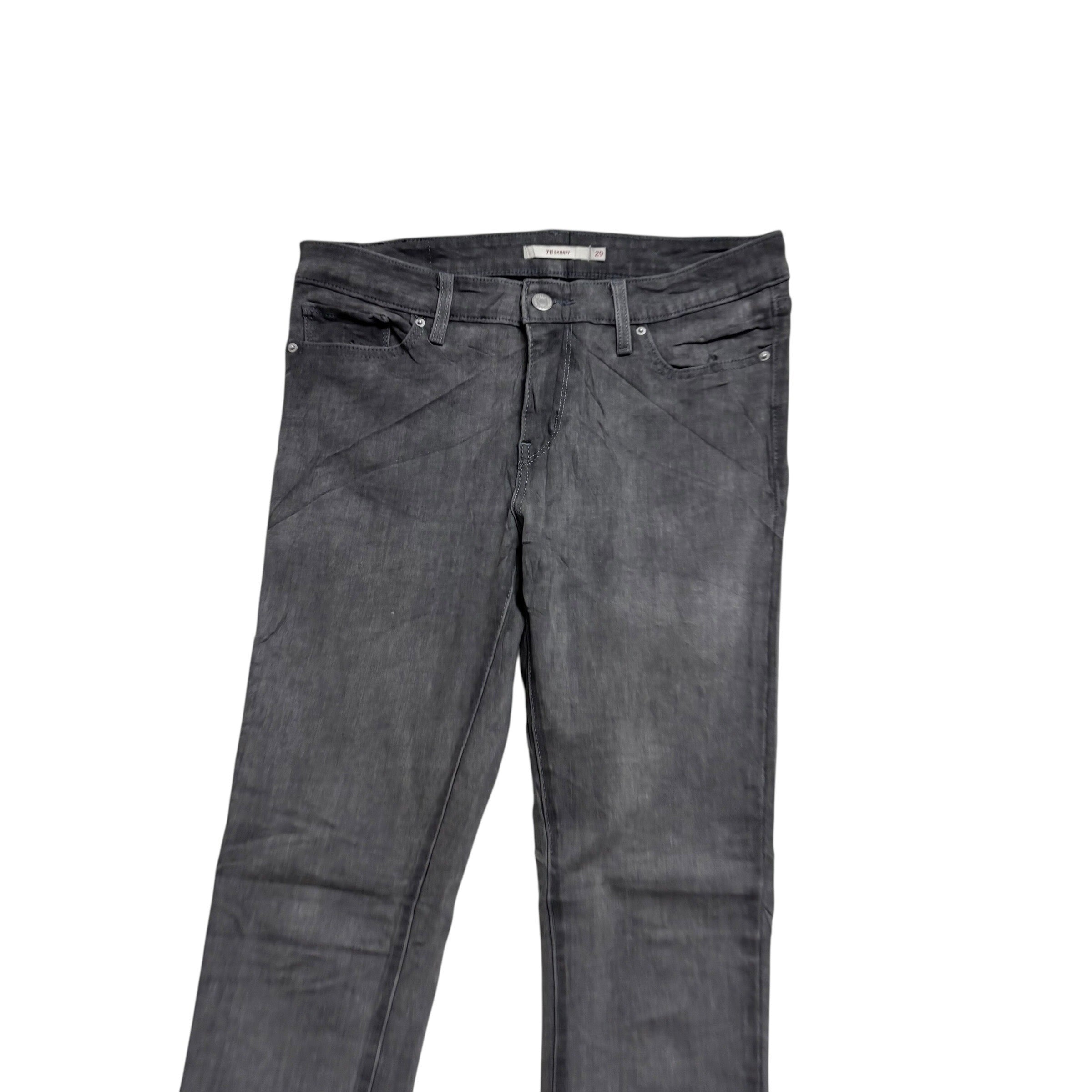 Levis 711 Jeans W29 L29 Womens Skinny Fit Grey Stretch Denim (E)