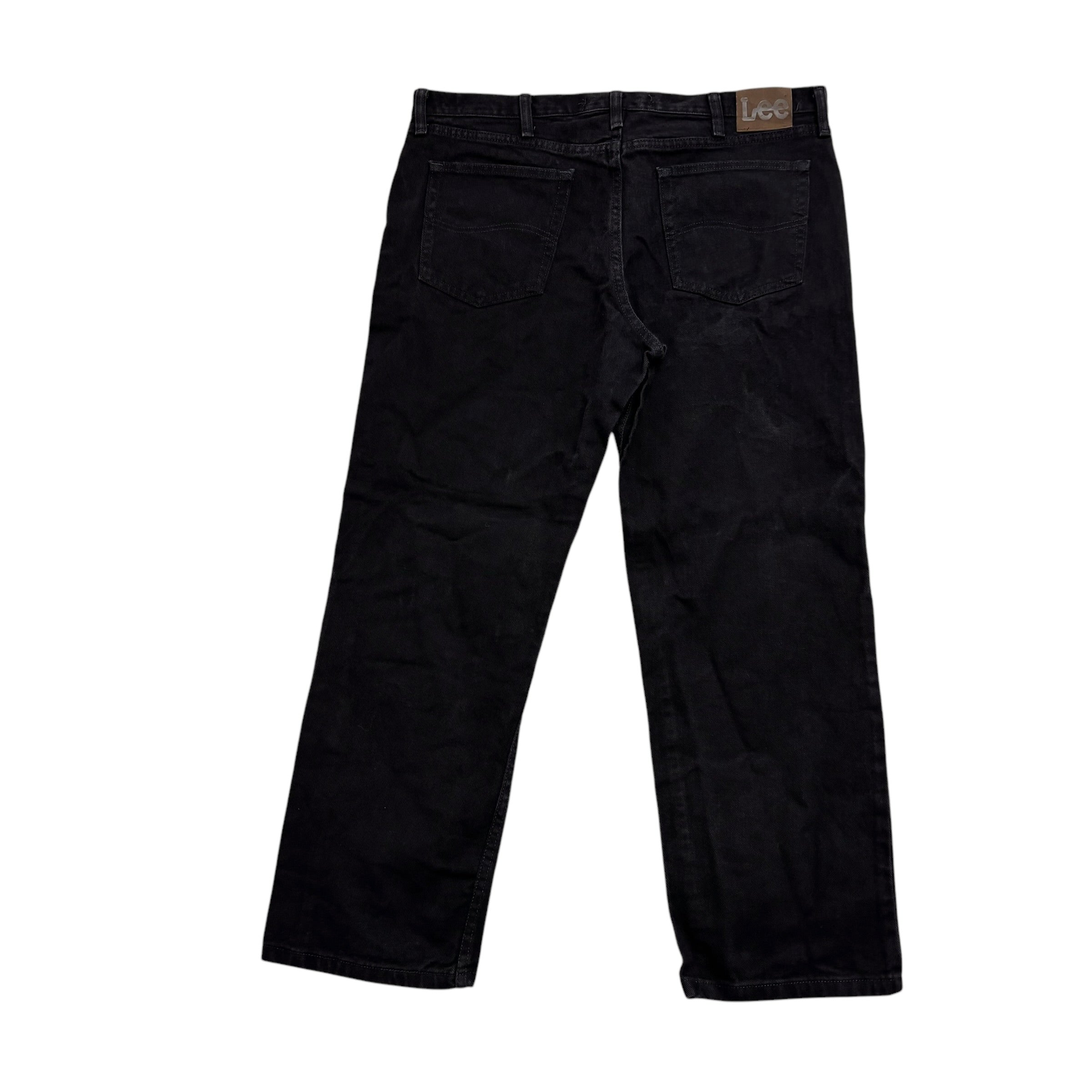 Lee Jeans W38 L29 Mens Black Regular Straight Fit Vintage Denim (E)