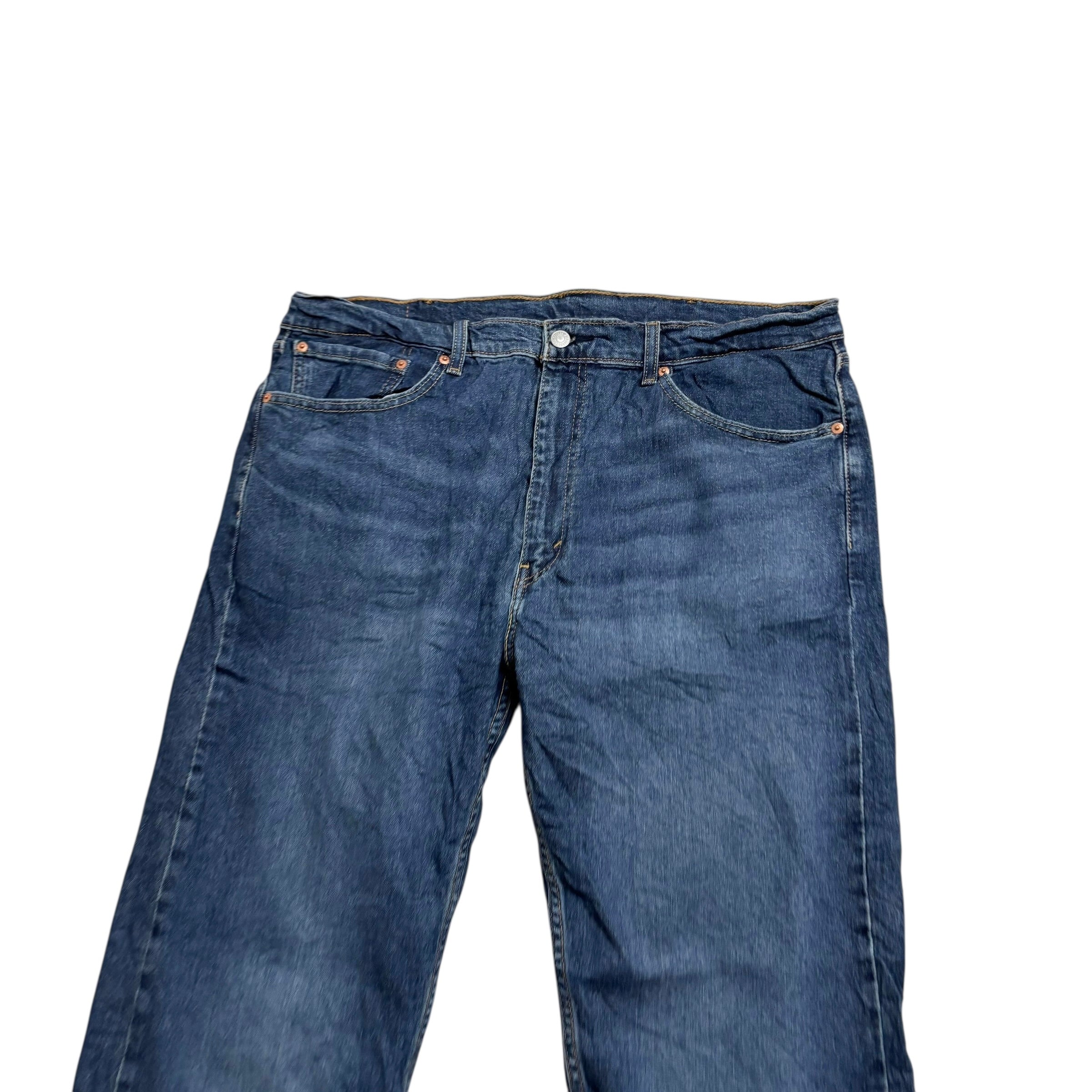 Levis 505 Jeans W38 L32 Mens Mid Blue Regular Straight Fit Stretch Denim (E)