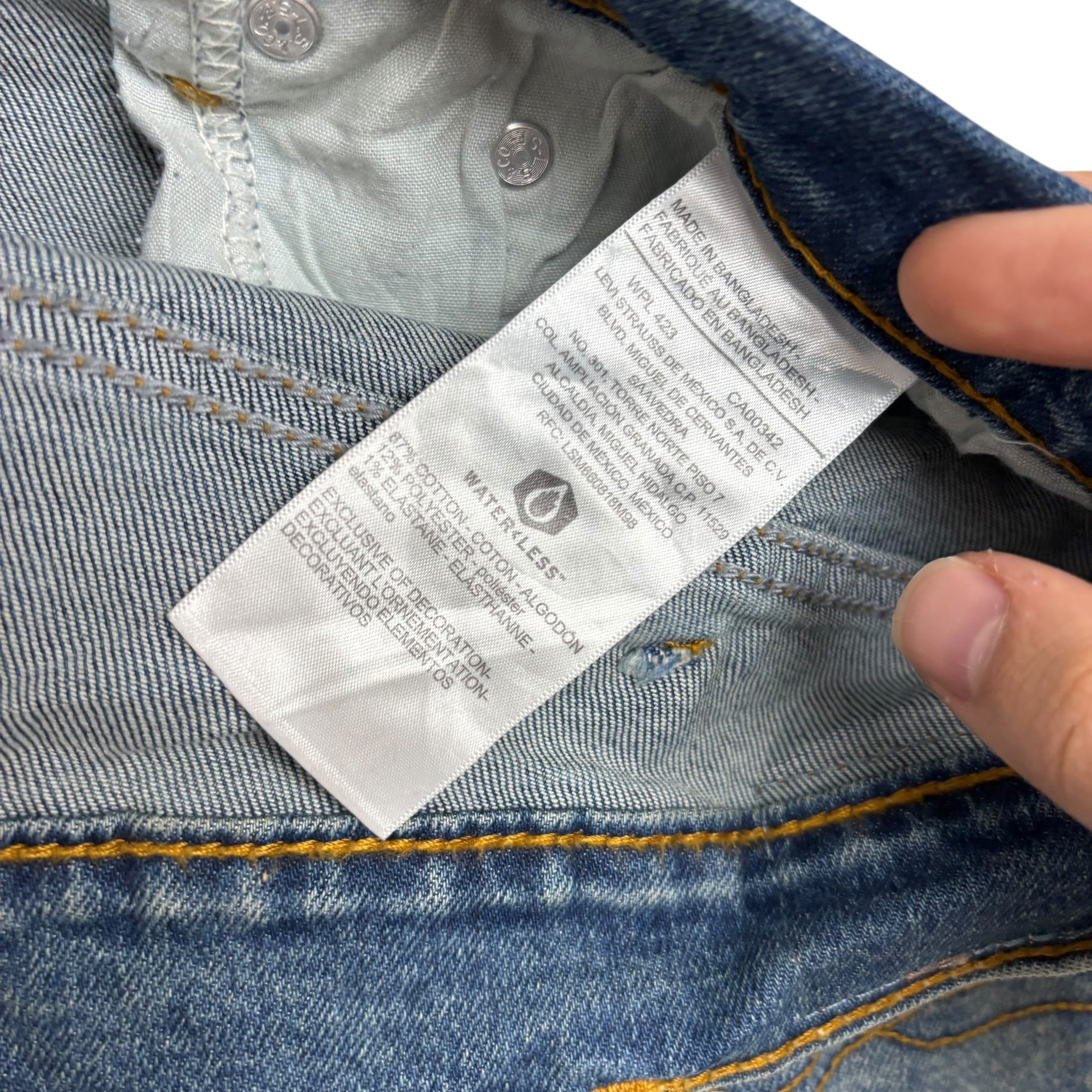 Levis Denizen Jeans W38 L30 Mens Mid Blue Slim Straight Fit Stretch Denim (E)