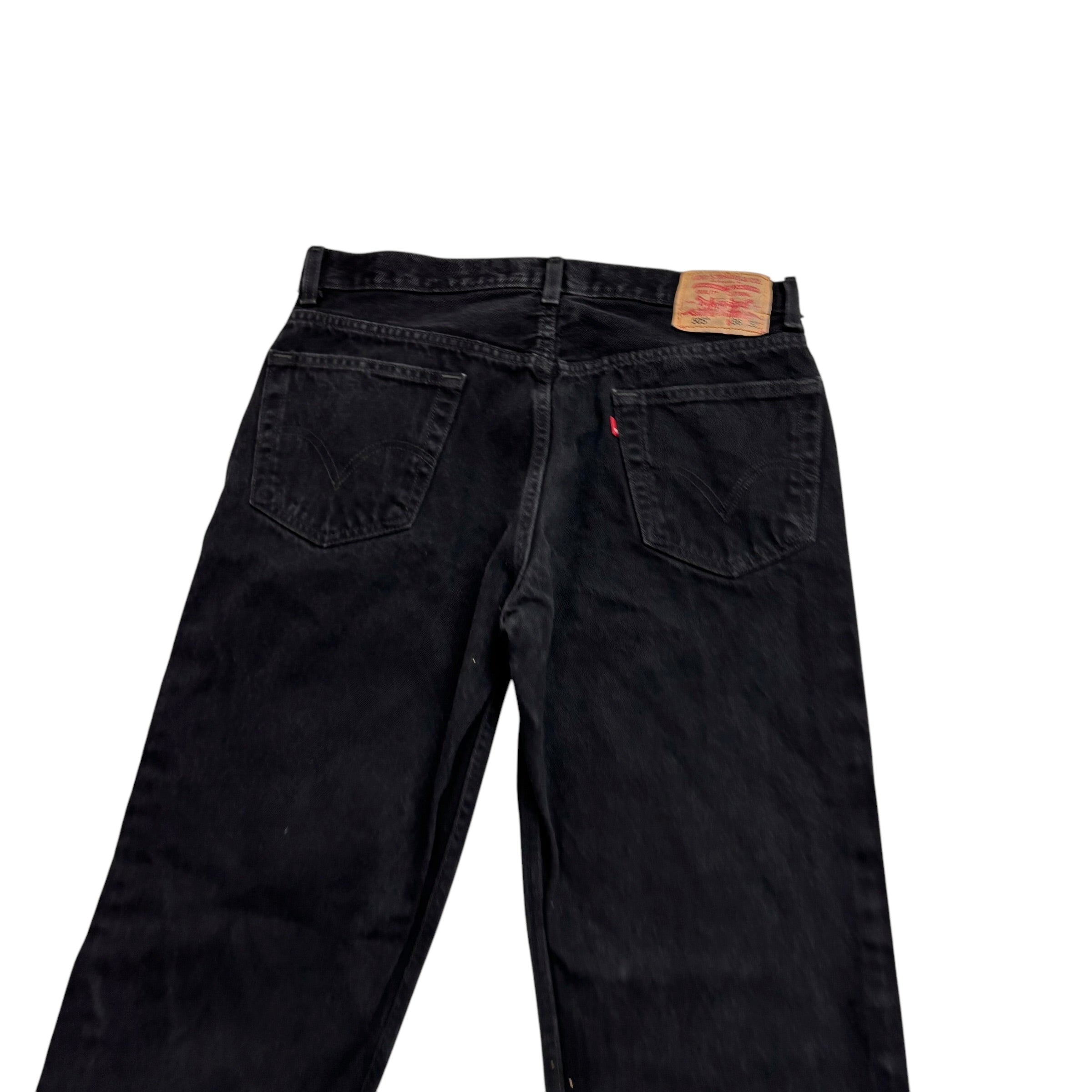 Levis 505 Jeans W35 L32 Mens Black Regular Straight Fit Vintage Denim (E)