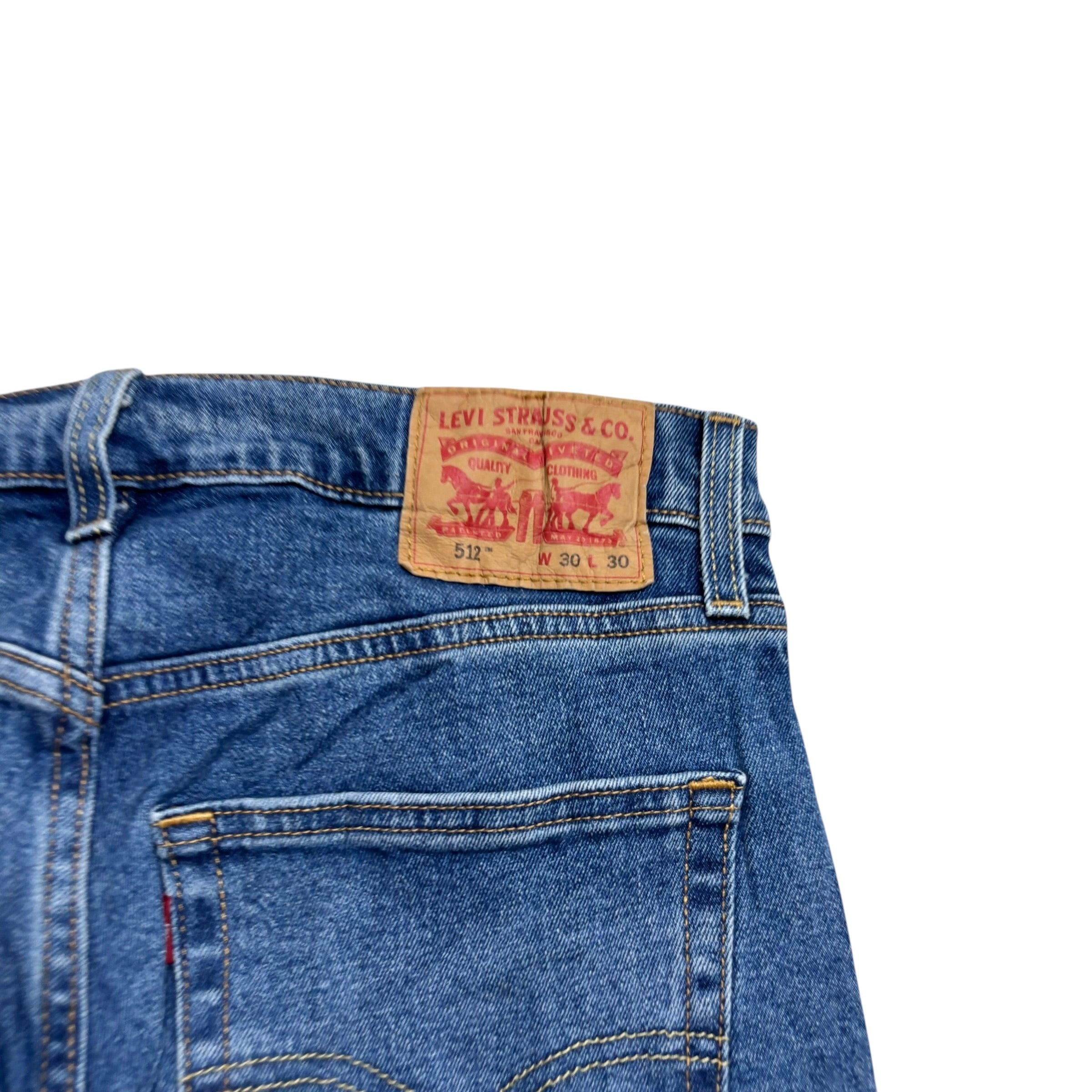 Levis 512 Jeans W30 L30 Mens Mid Blue Slim Tapered Fit Stretch Denim (E)