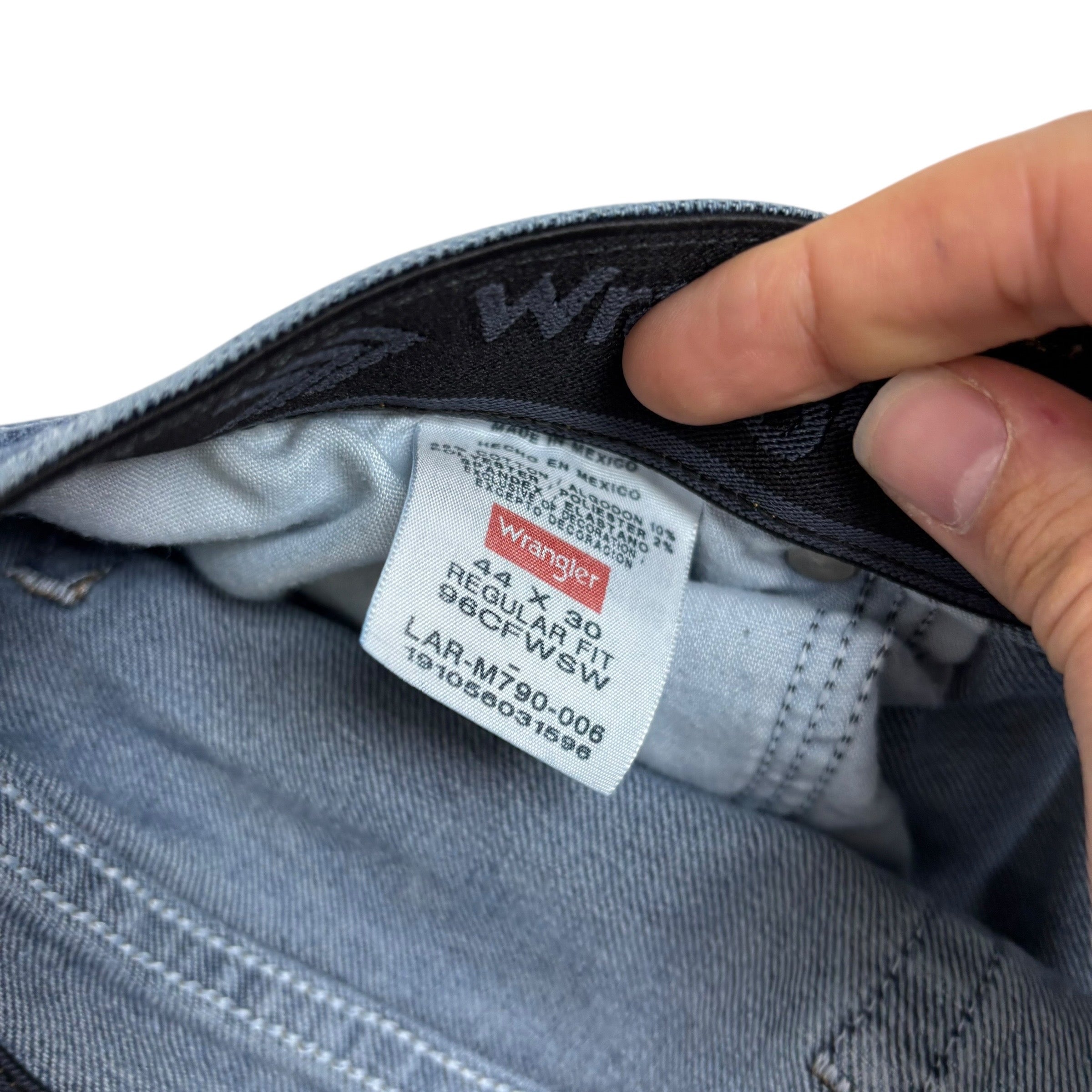 Wrangler Jeans W44 L30 Mens Mid Blue Regular Straight Fit Stretch Denim (E)