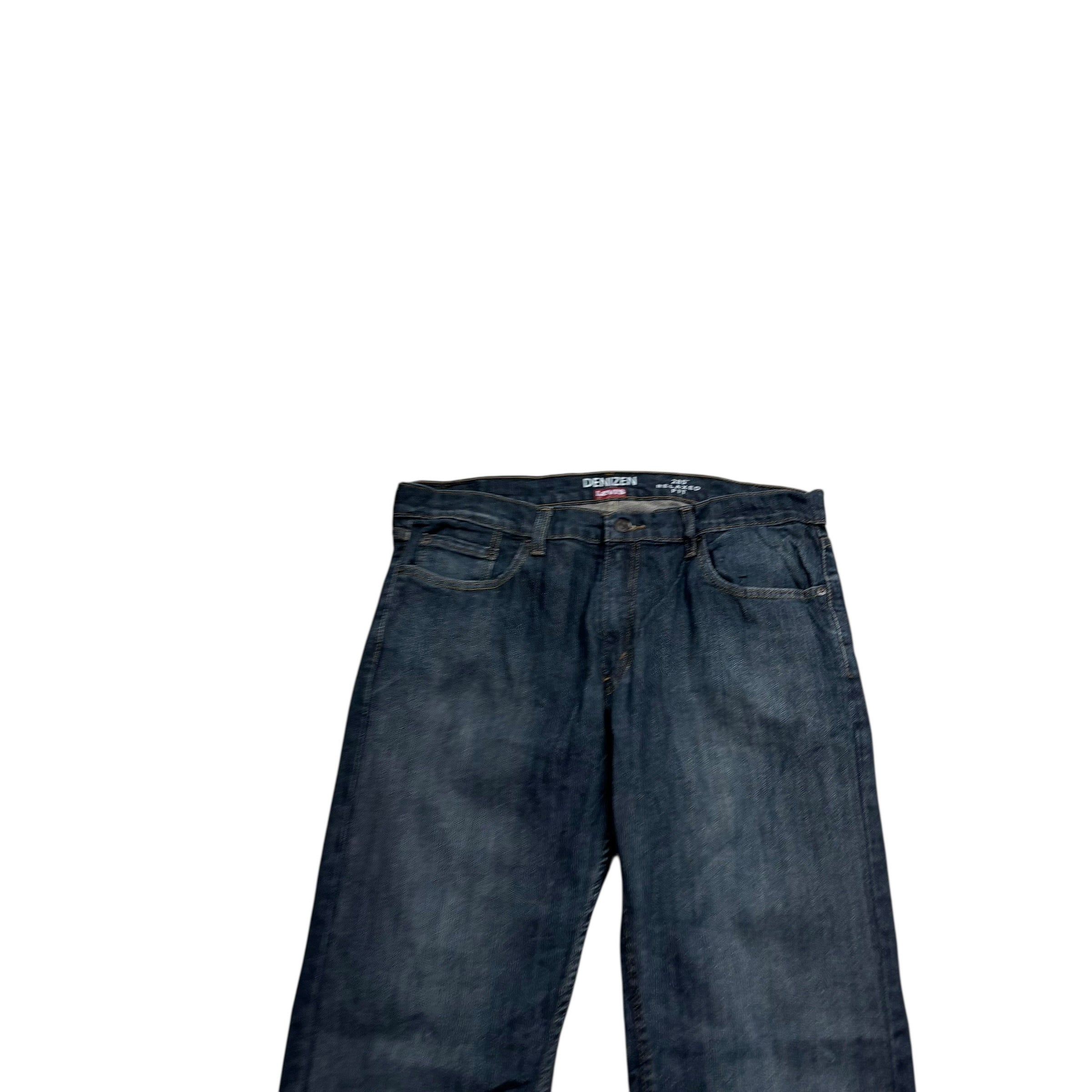Levis Denizen Jeans W36 L34 Mens Dark Blue Relaxed Straight Stretch Denim (E)