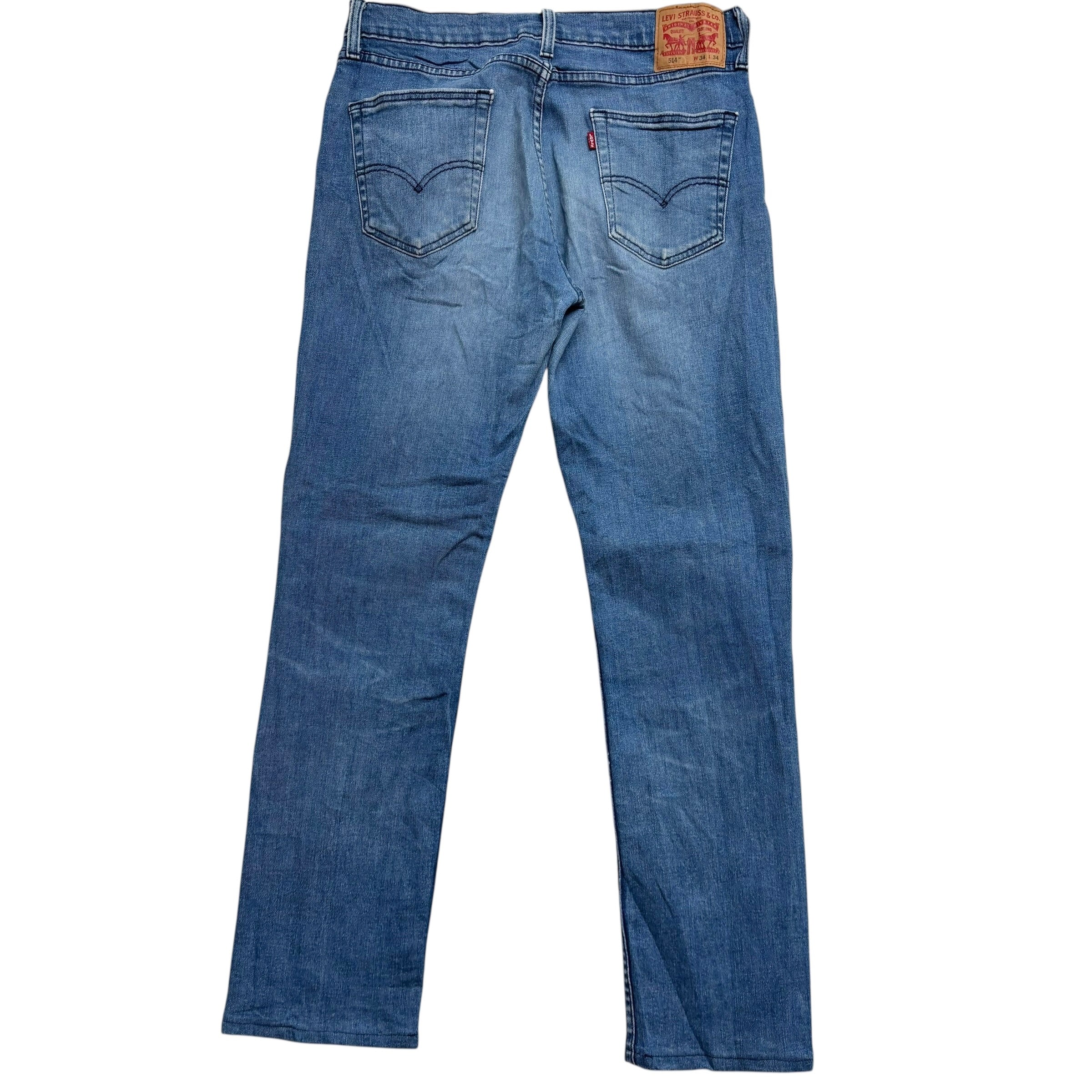 Levis 514 Jeans W34 L32 Mens Navy Blue Regular Straight Fit Stretch Denim