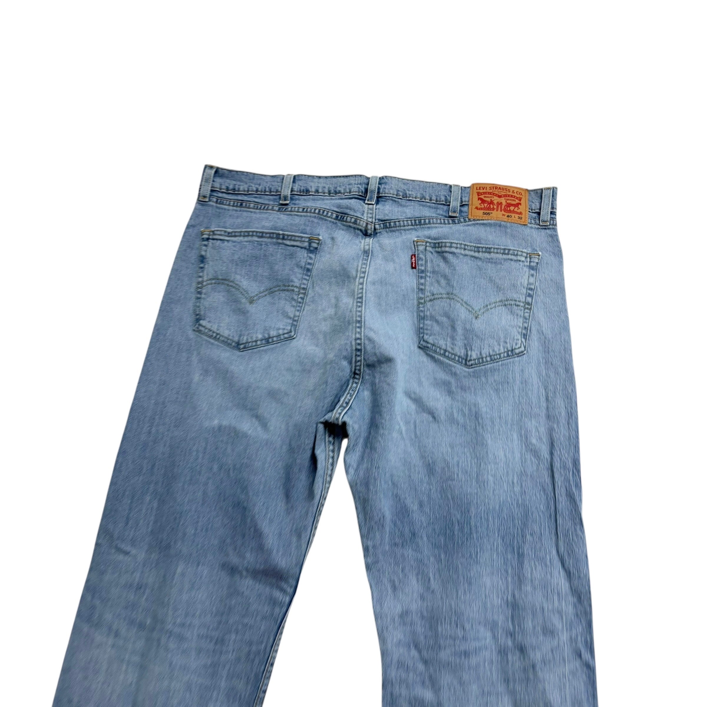 Levis 505 Jeans W40 L32 Mens Light Blue Regular Straight Fit Stretch Denim
