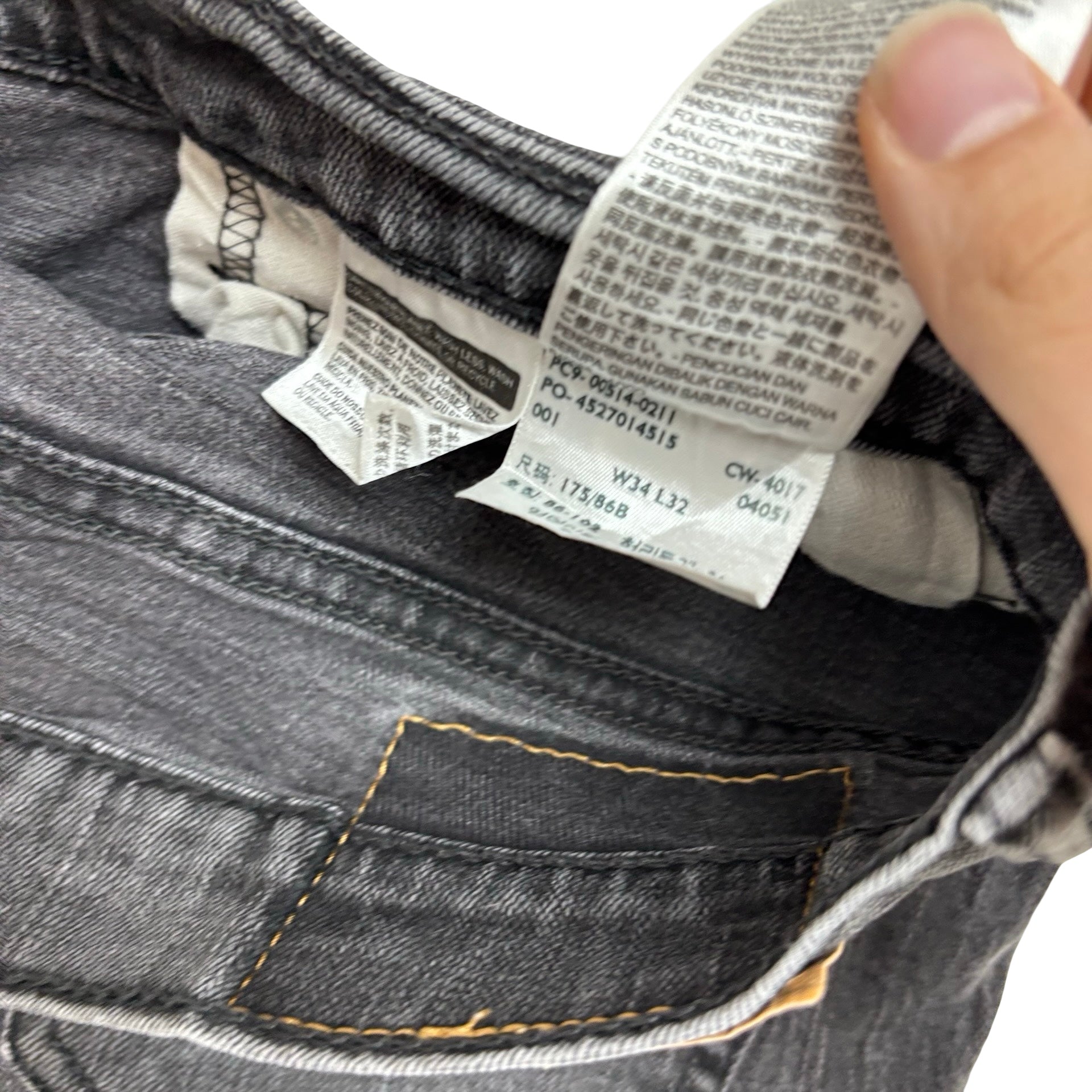 Levis 514 Jeans W34 L27 Mens Black Regular Straight Fit Stretch Denim