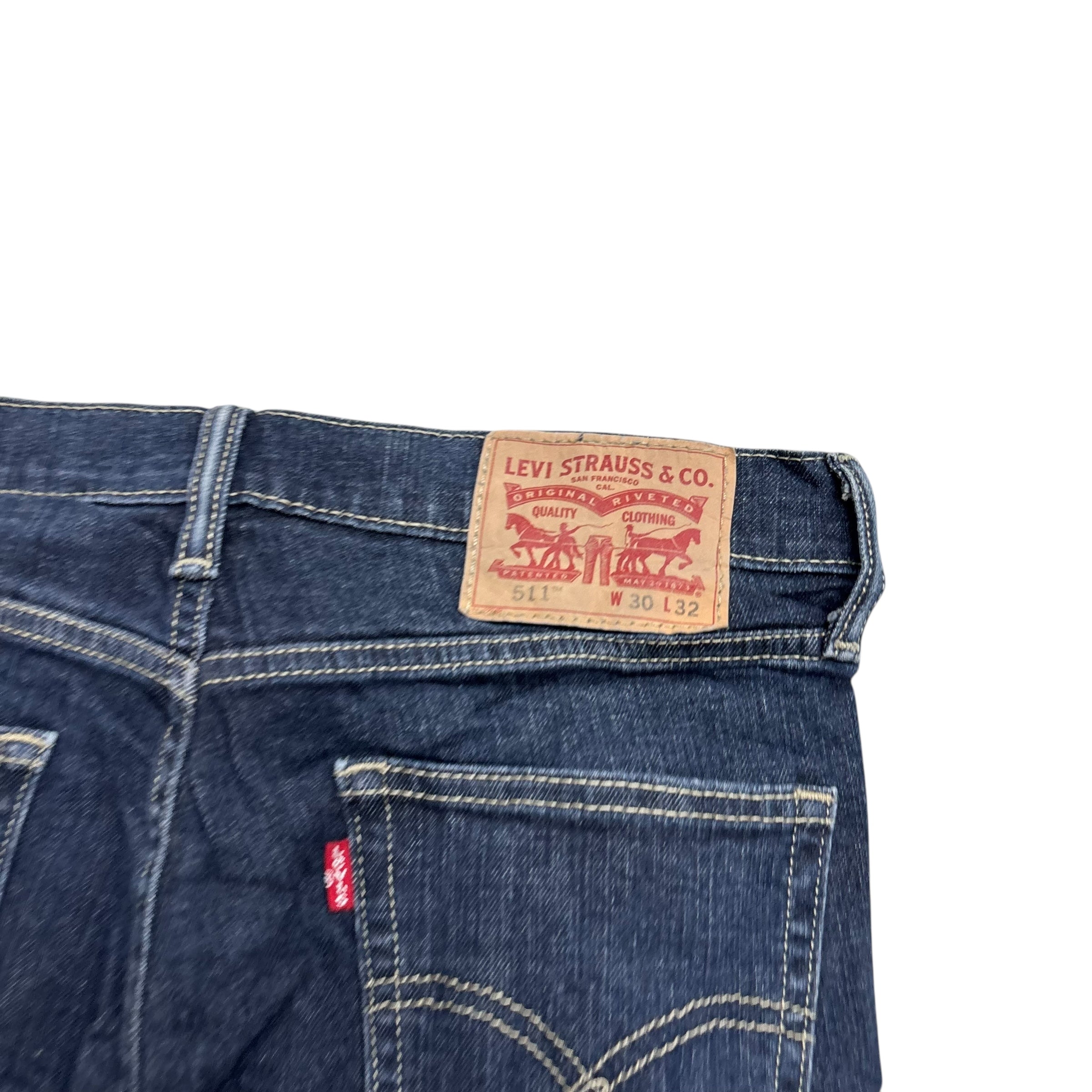Levis 511 Jeans W30 L32 Mens Dark Blue Slim Fit Stretch Denim (E)