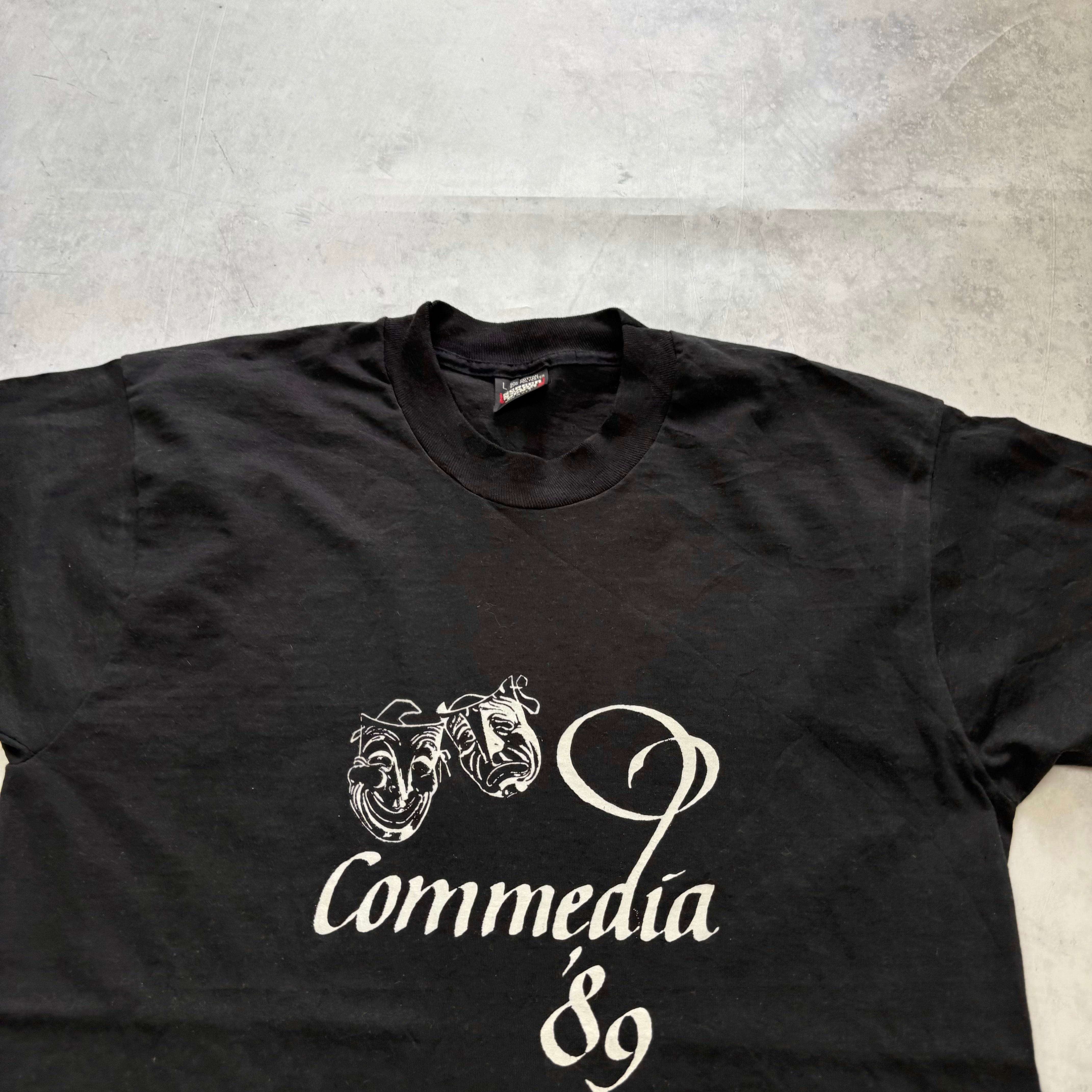 Vintage T Shirt Mens Medium Black Single Stitch Graphic Print 80s (E)