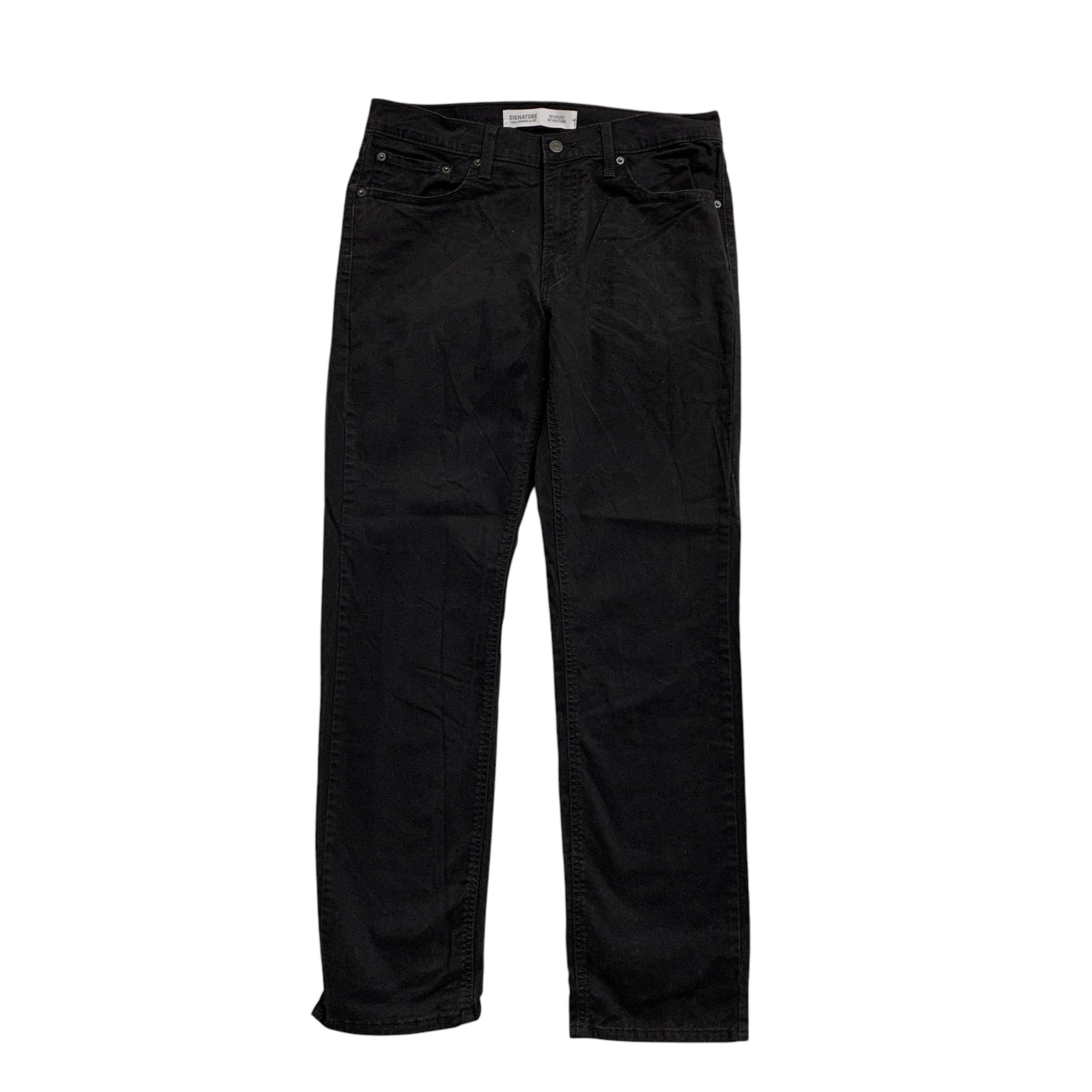Levis Signature Trousers W32 L31 Mens Black Athletic Fit Stretch Pants (E)