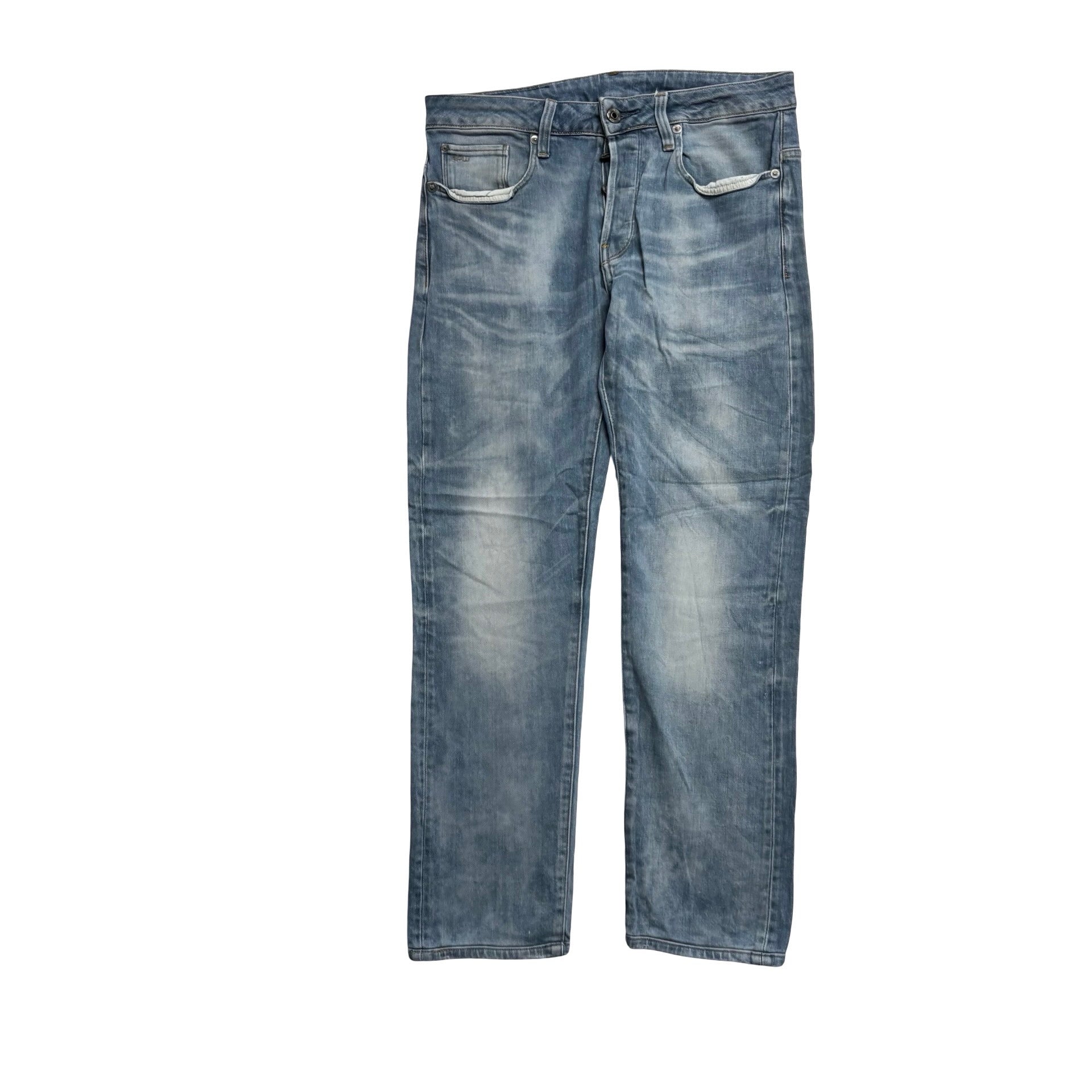 G Star 3301 Jeans W32 L27 Mens Mid Blue Slim Fit Stretch Denim