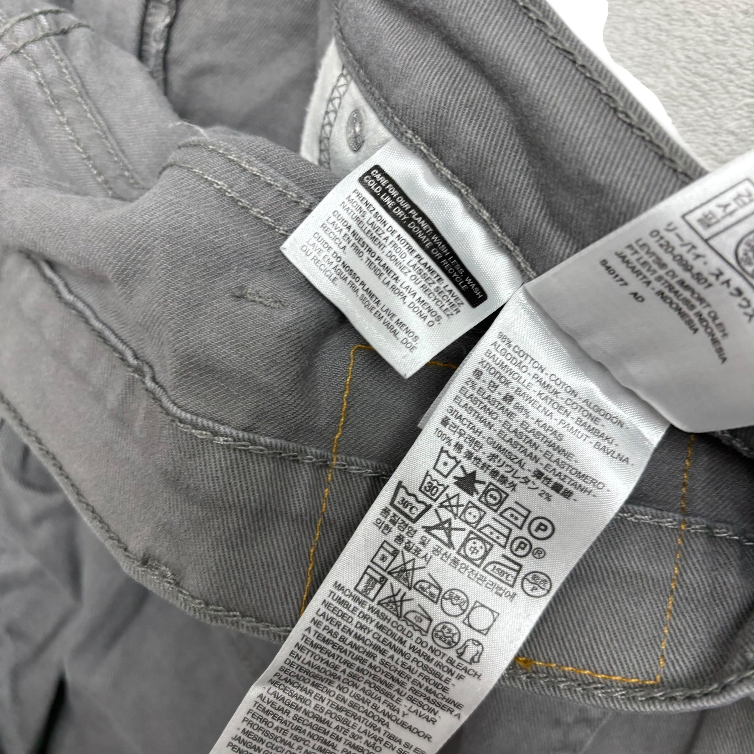 Levis 513 Jeans W38 L32 Mens Grey Slim Straight Fit Stretch Denim (E)