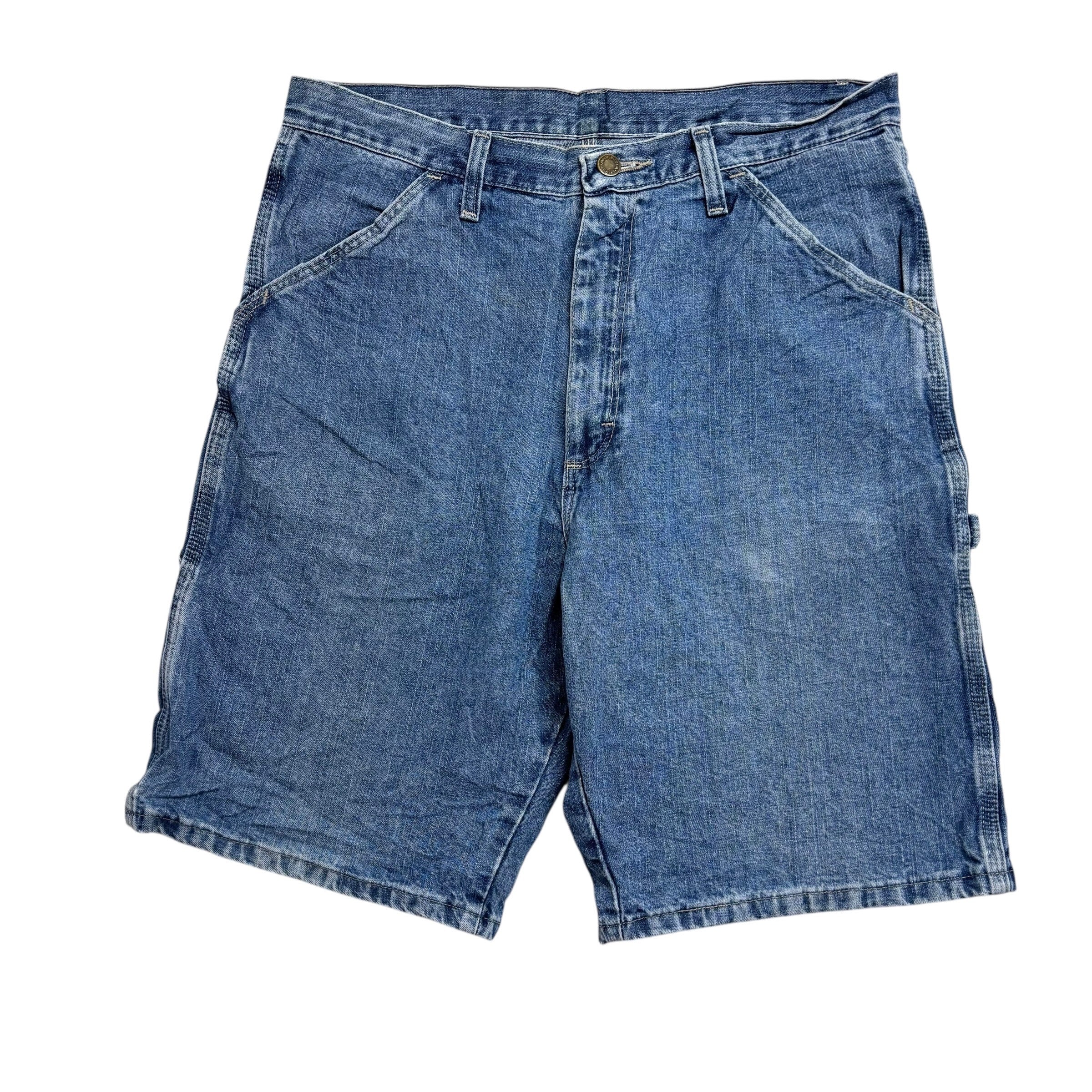 Wrangler Baggy Jorts W32 Mens Mid Blue Denim Shorts Relaxed Fit Carpenter