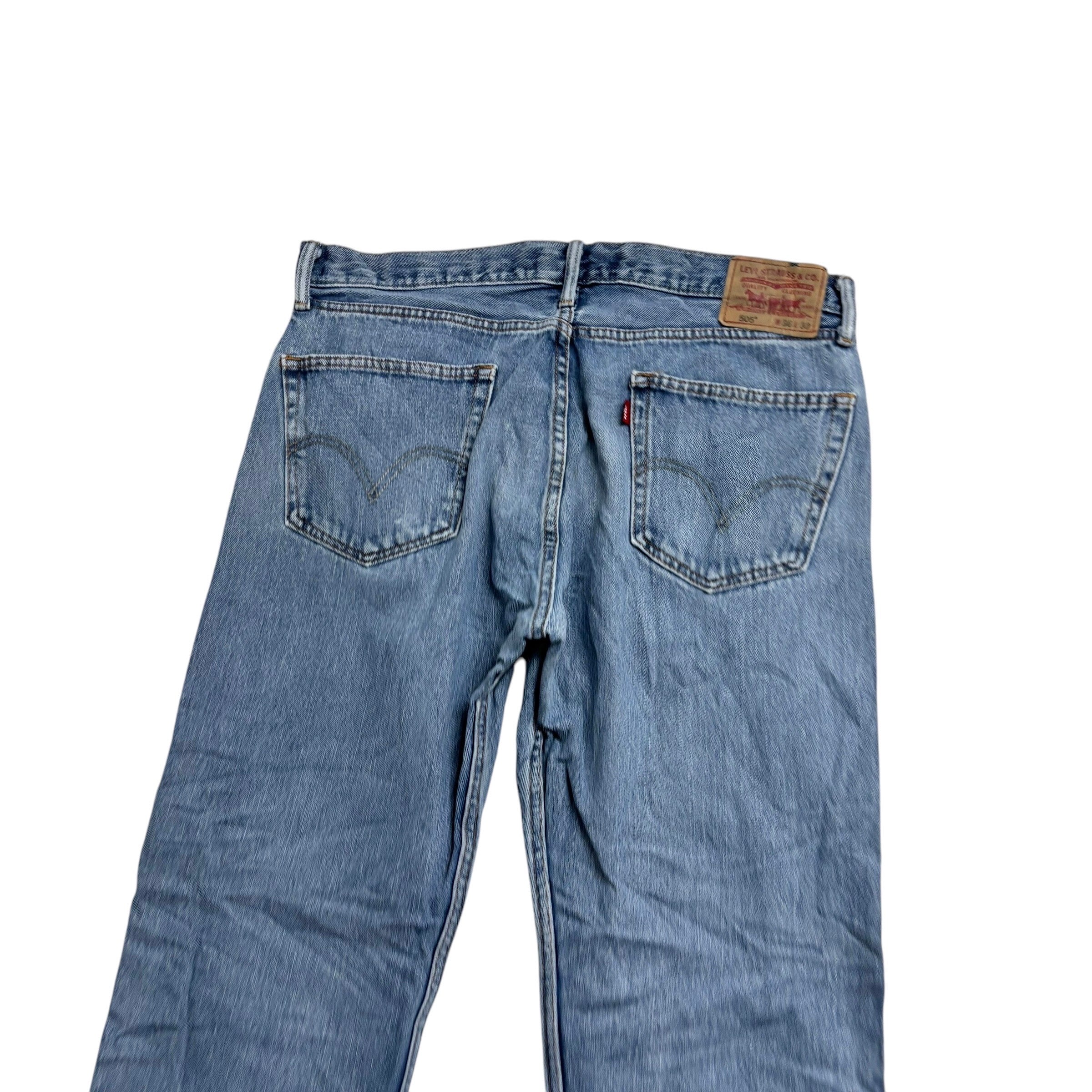 Levis 505 Jeans W36 L32 Mens Light Blue Regular Straight Fit Vintage Denim