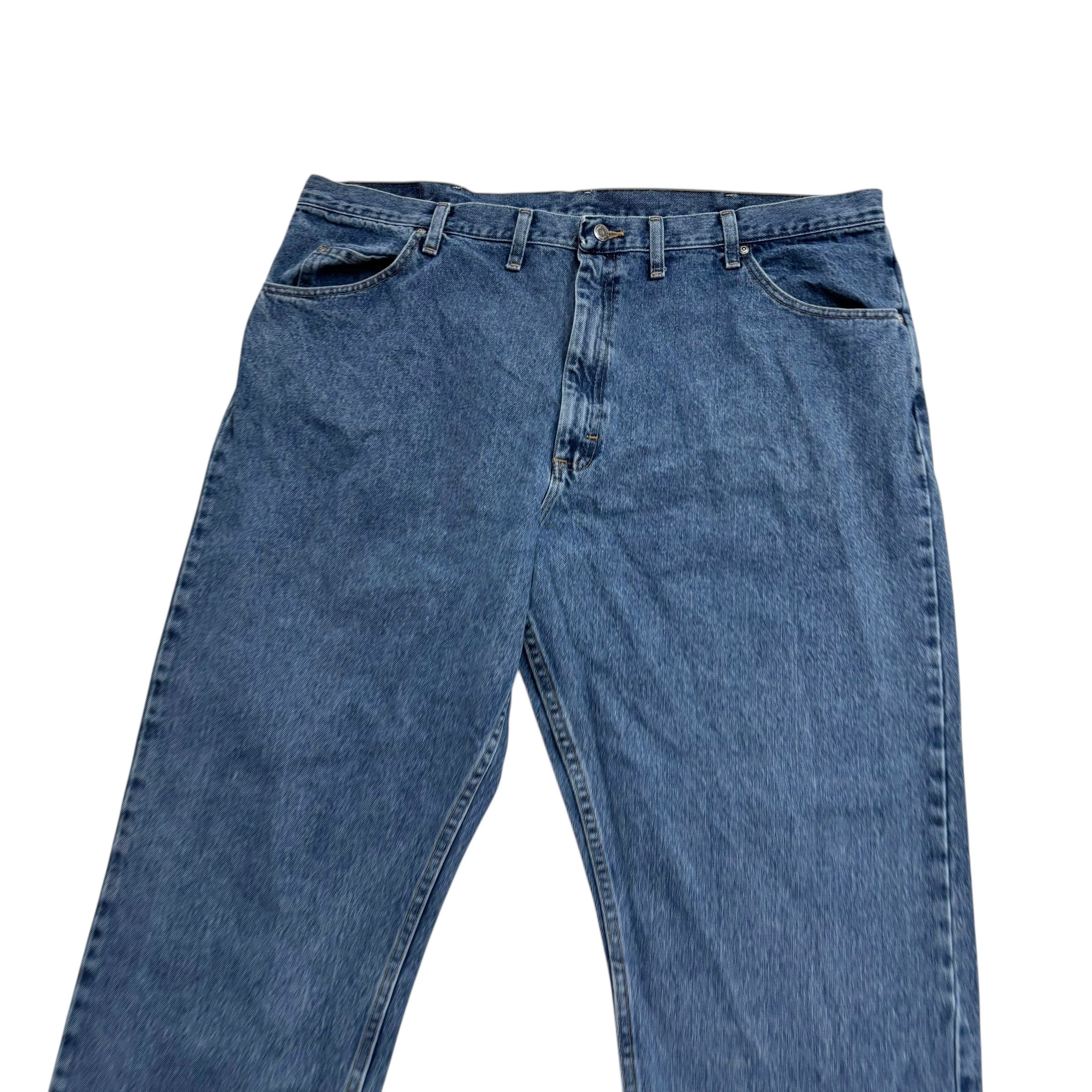 Wrangler Jeans W44 L32 Mens Mid Blue Relaxed Straight Fit Baggy Denim (E)