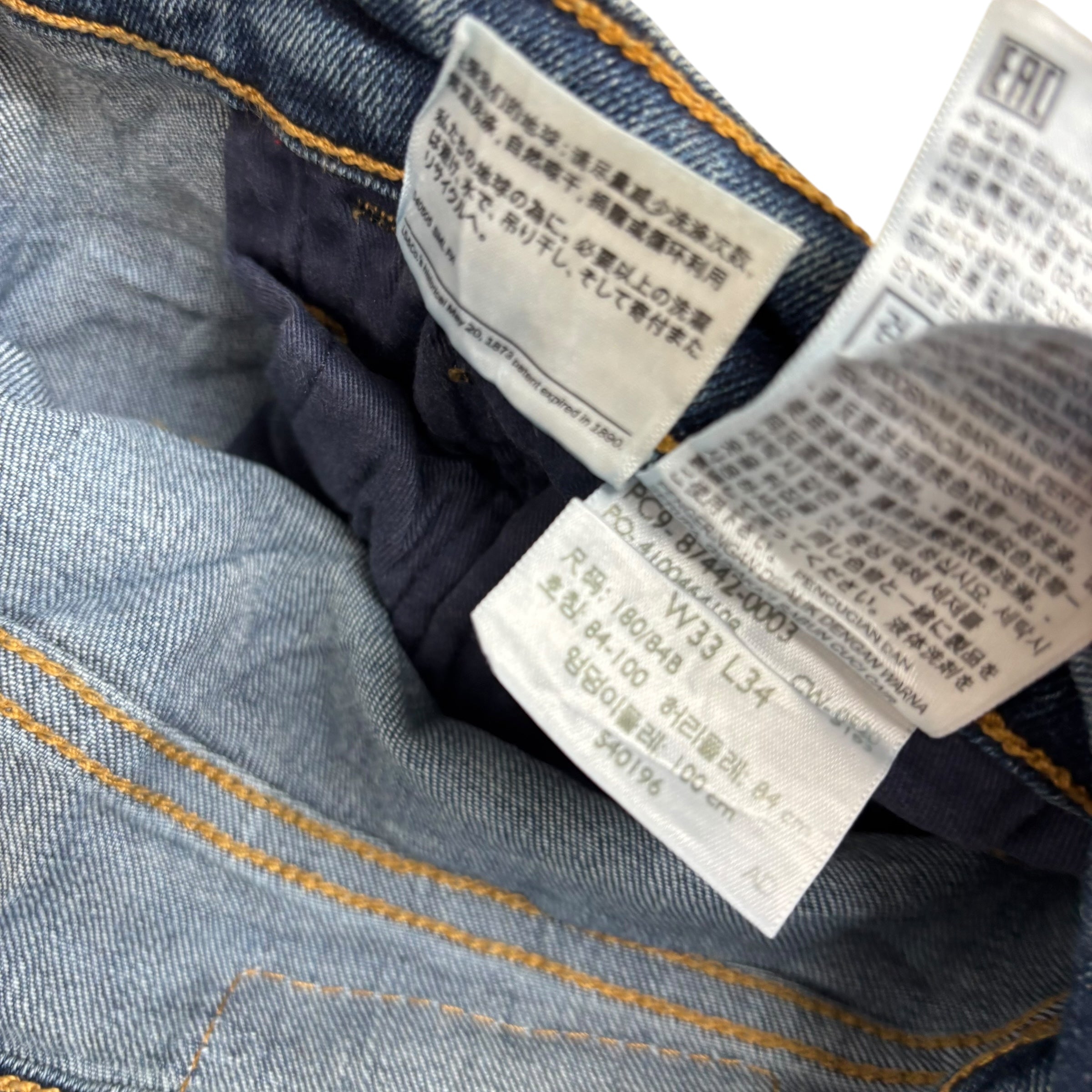 Levis Workwear Jeans W33 L34 Mens Mid Blue Regular Straight Stretch Denim (E)