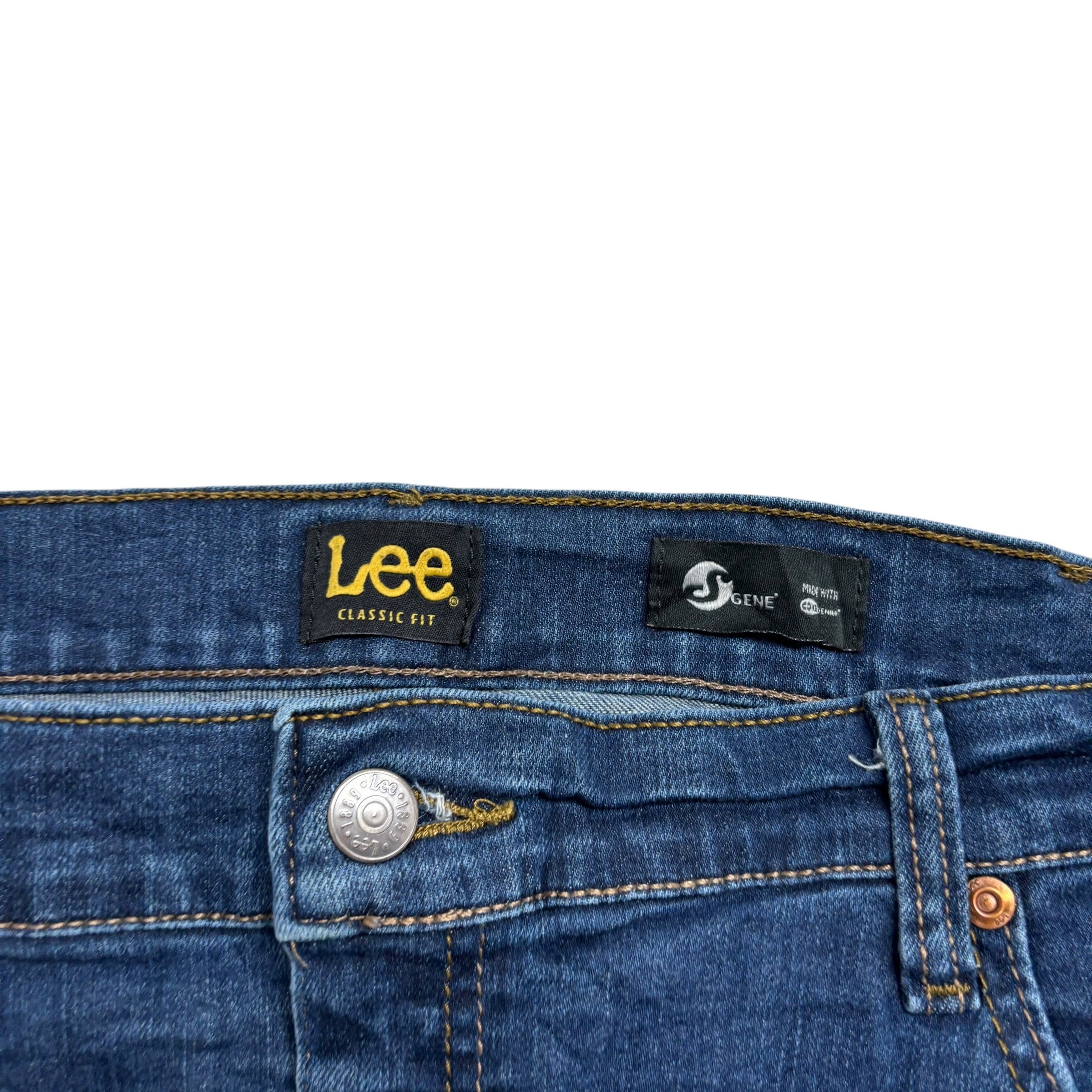 Lee Jeans W42 L32 Mens Dark Blue Regular Straight Classic Fit Stretch Denim