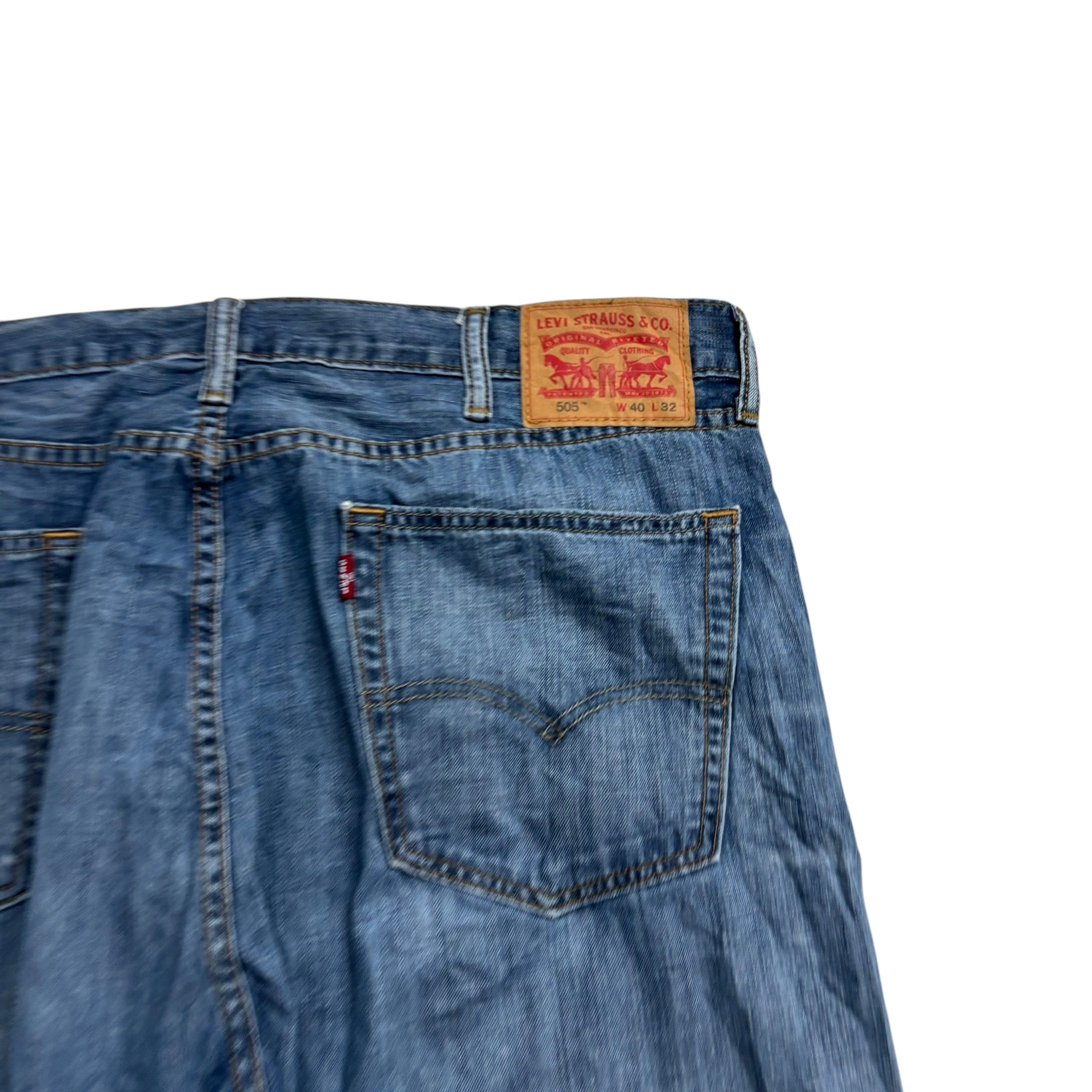 Levis 505 Jeans W40 L32 Mens Mid Blue Regular Straight Fit Denim (E)