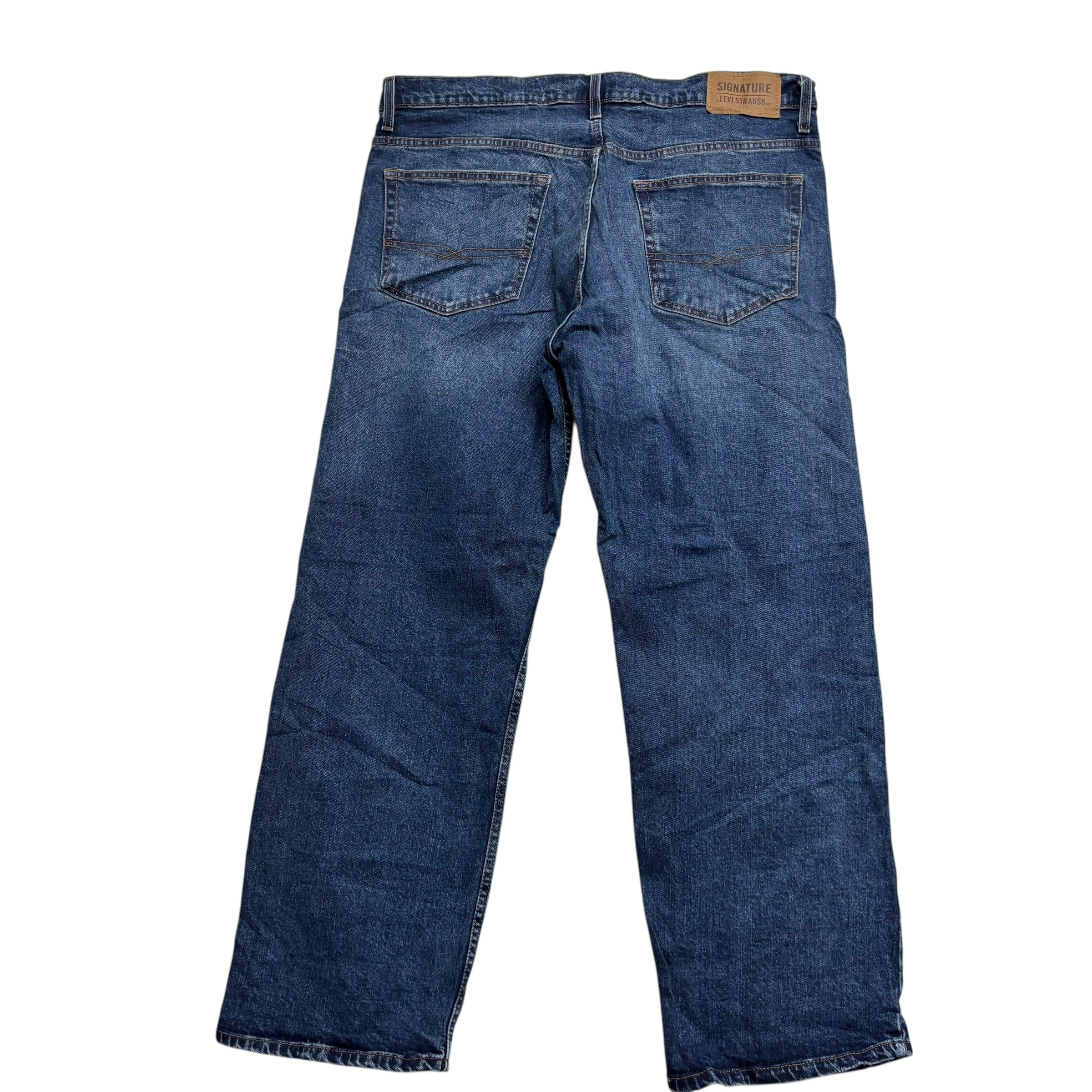 Levis Signature Jeans W36 L30 Mens Dark Blue Relaxed Baggy Fit Stretch Denim (E)