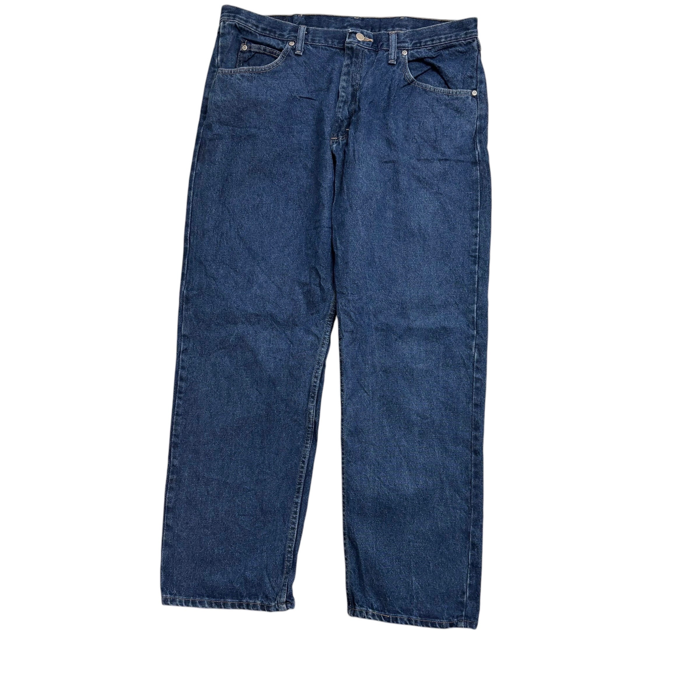 Wrangler Jeans W38 L30 Mens Mid Blue Relaxed Straight Fit Vintage Denim (E)