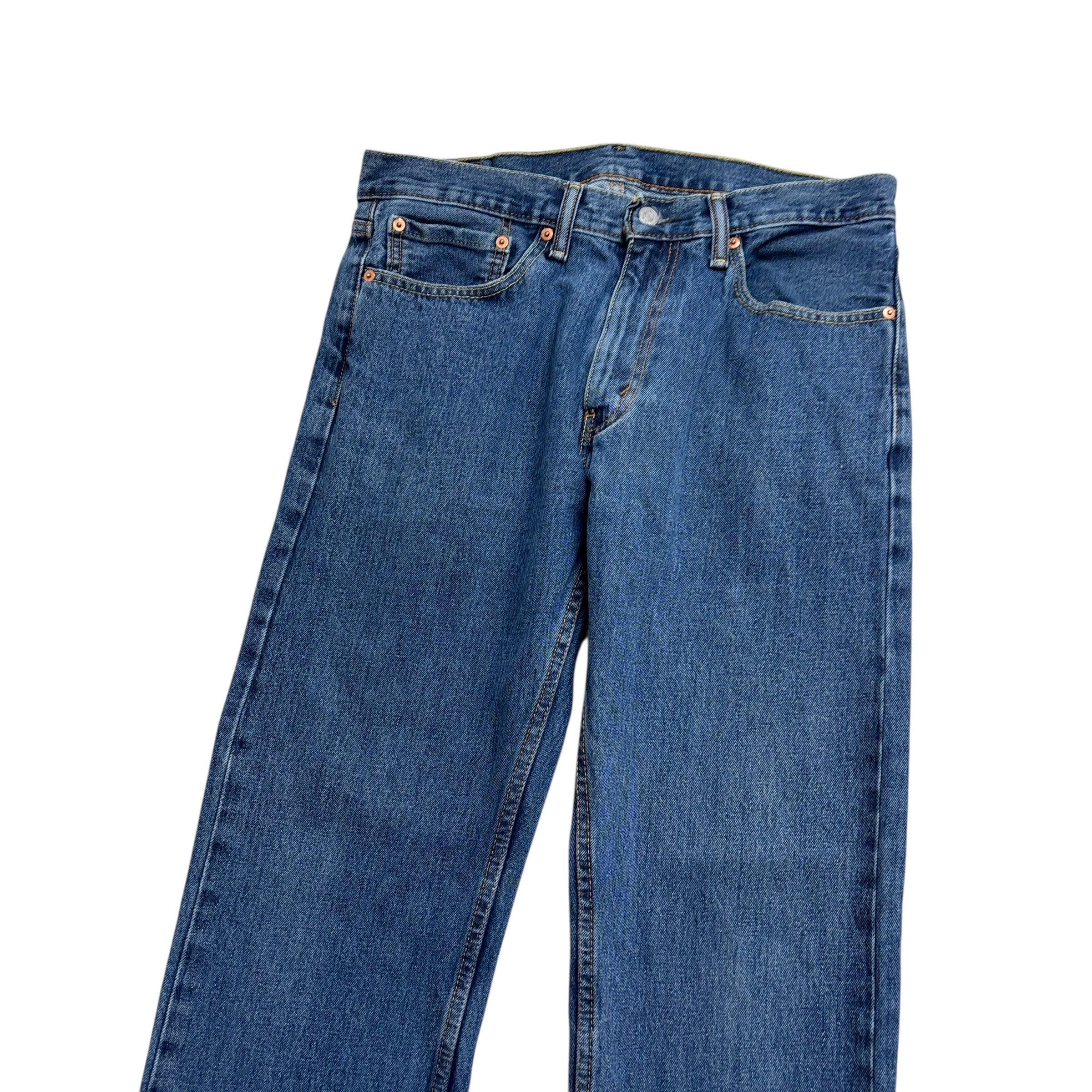 Levis 505 Jeans W34 L32 Mens Mid Blue Regular Straight Fit Denim (E)