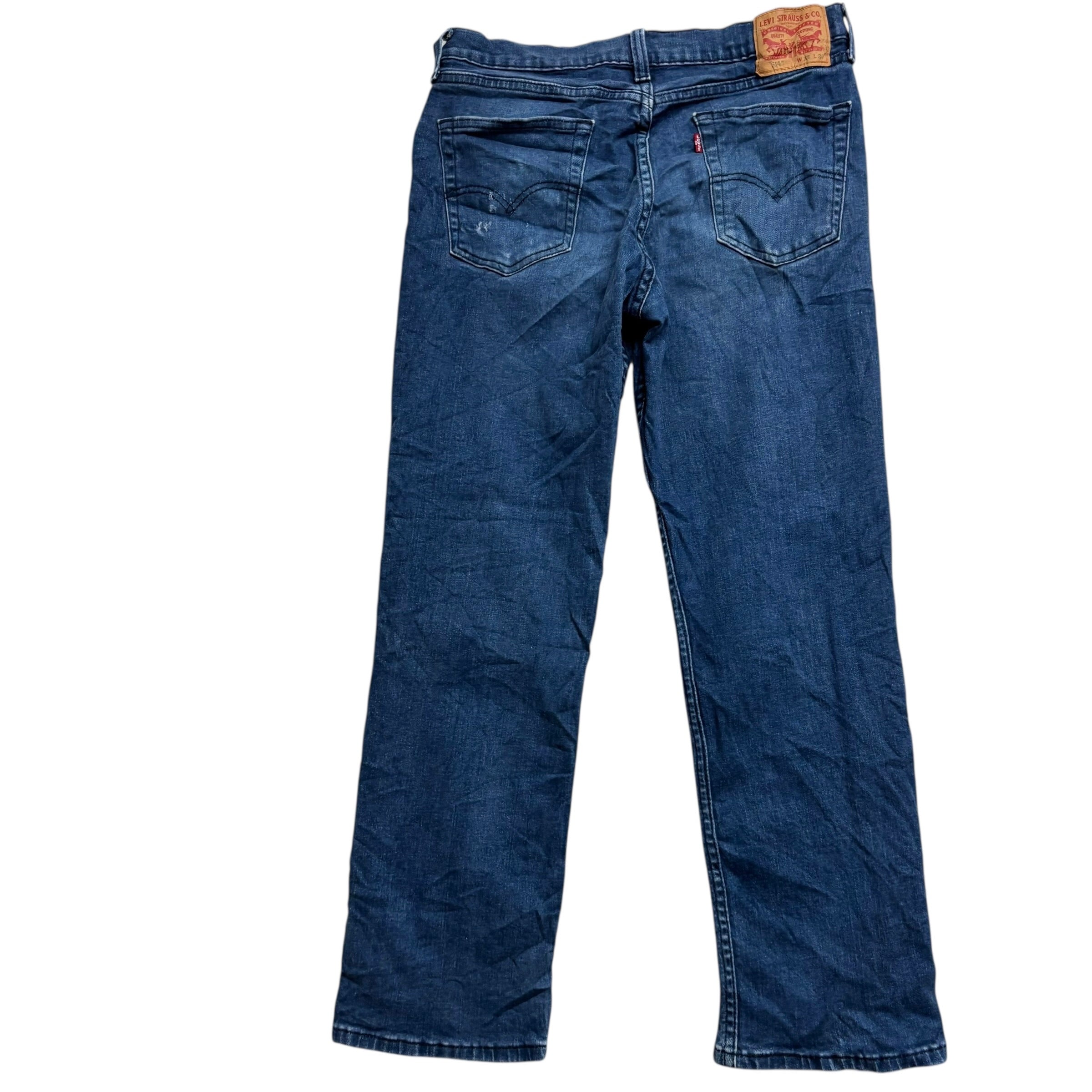 Levis 514 Jeans W33 L29 Mens Navy Blue Regular Straight Fit Stretch Denim