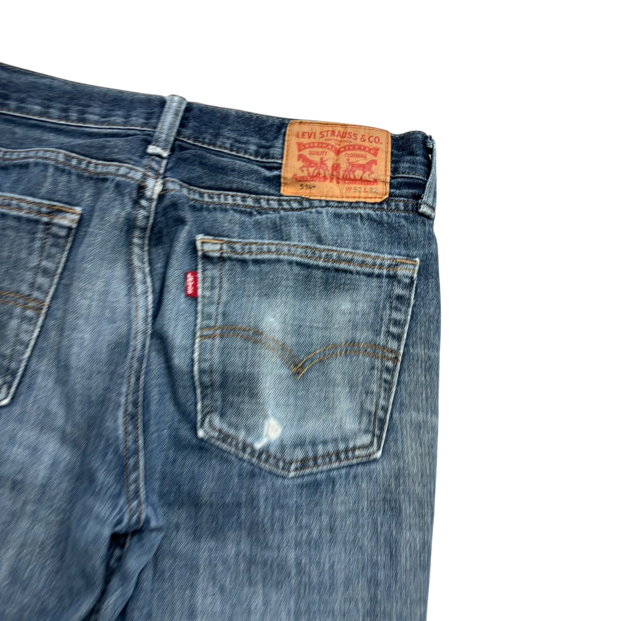 Levis 514 Jeans W32 L32 Mens Dark Blue Regular Straight Fit Denim (F)