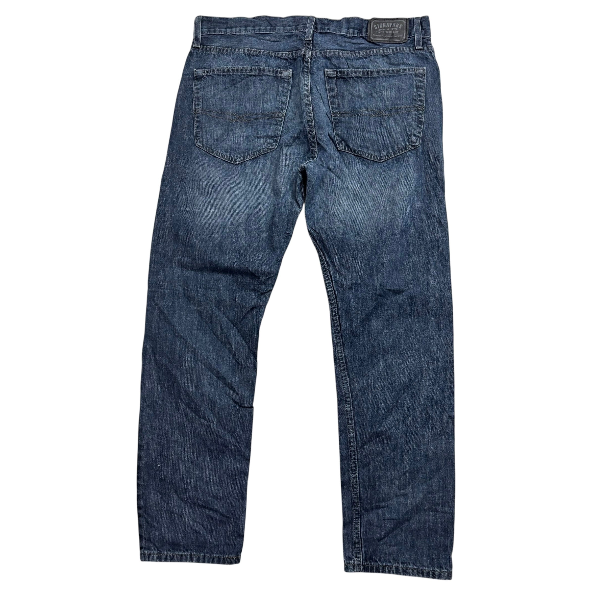 Levis Signature Jeans W36 L31 Mens Dark Blue Regular Tapered Fit Vintage (E)