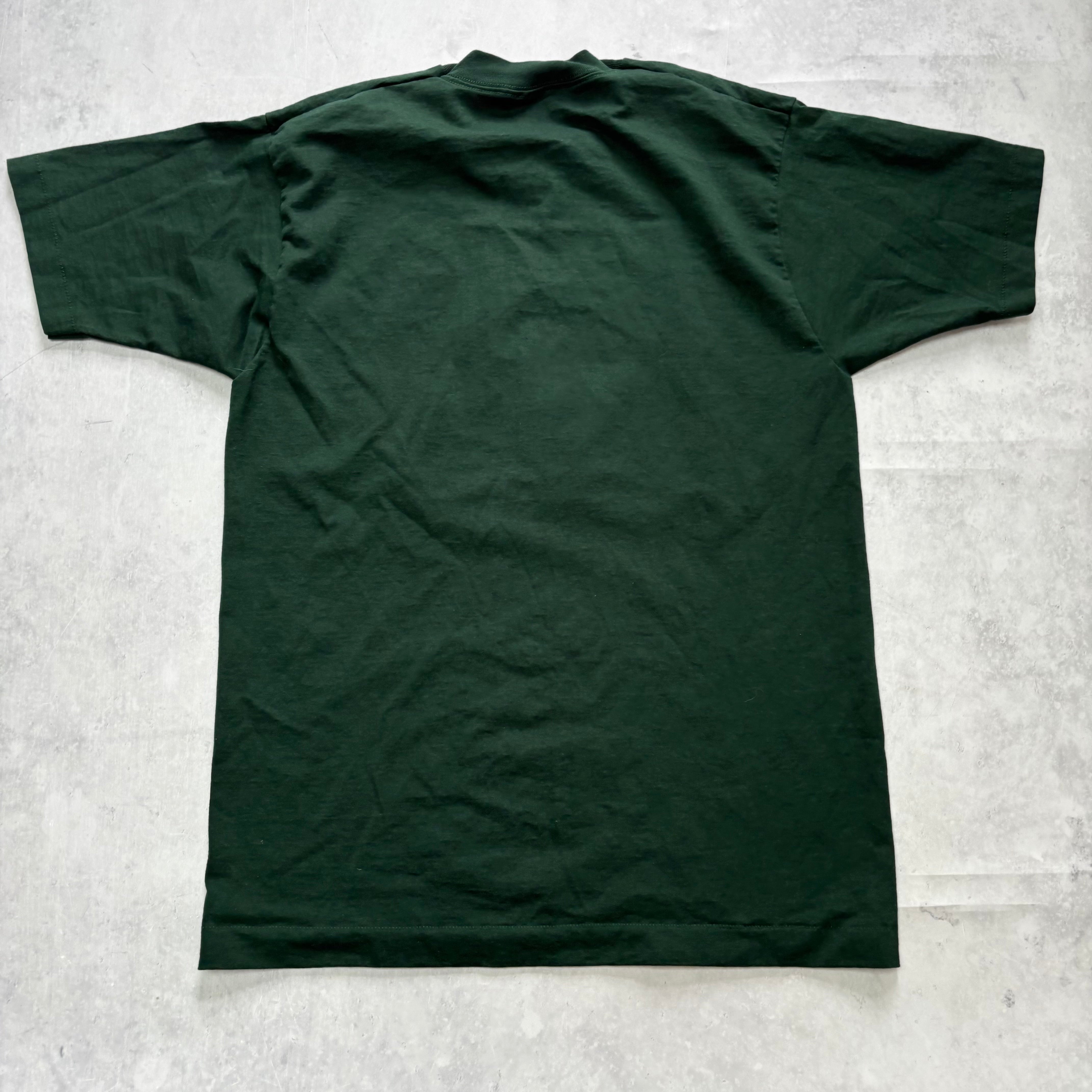 Vintage T Shirt Mens Medium Green Single Stitch Graphic Print 90s USA