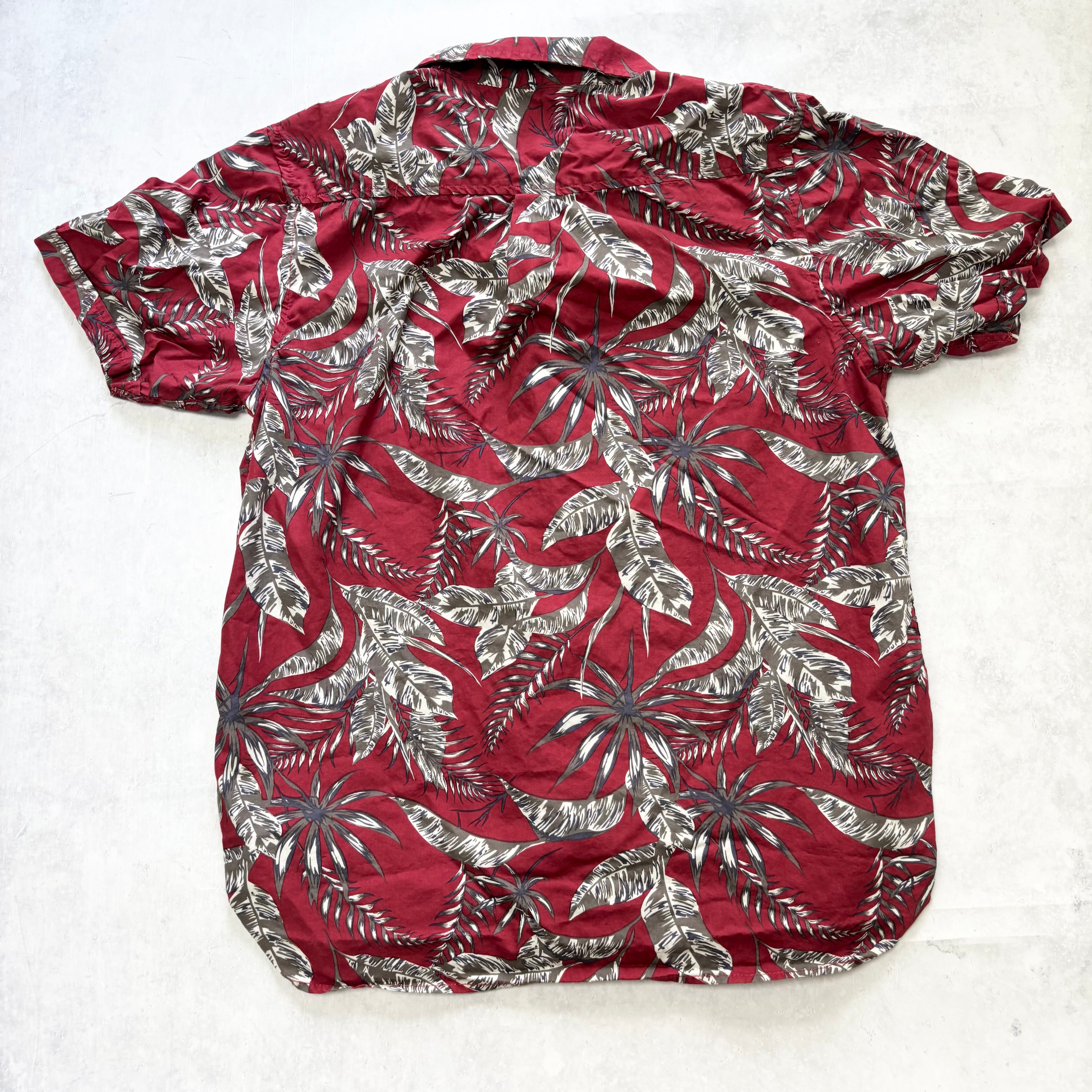 Hawaiian Shirt Mens XL Red Floral Aloha Short Sleeve Cotton Regular Fit (E)