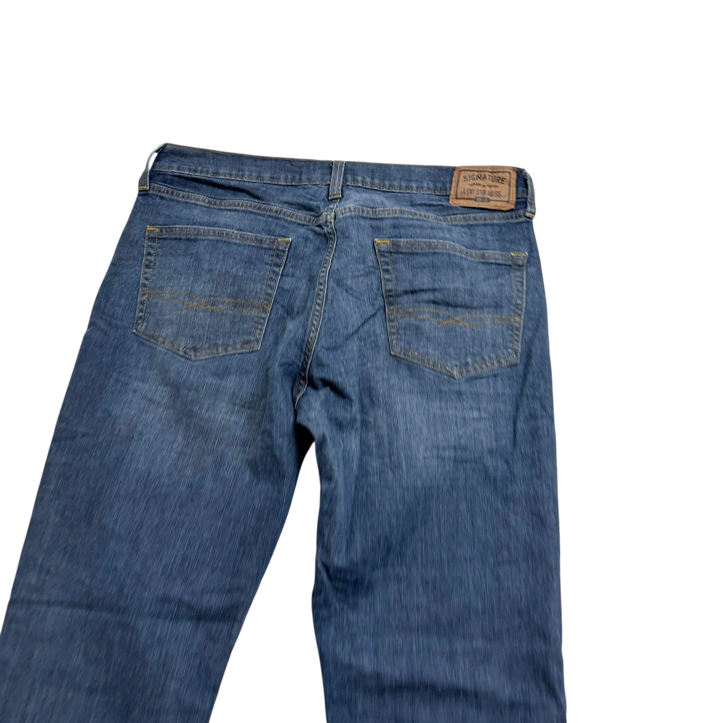 Levis Signature Jeans W34 L34 Mens Dark Blue Regular Straight Stretch Denim (E)