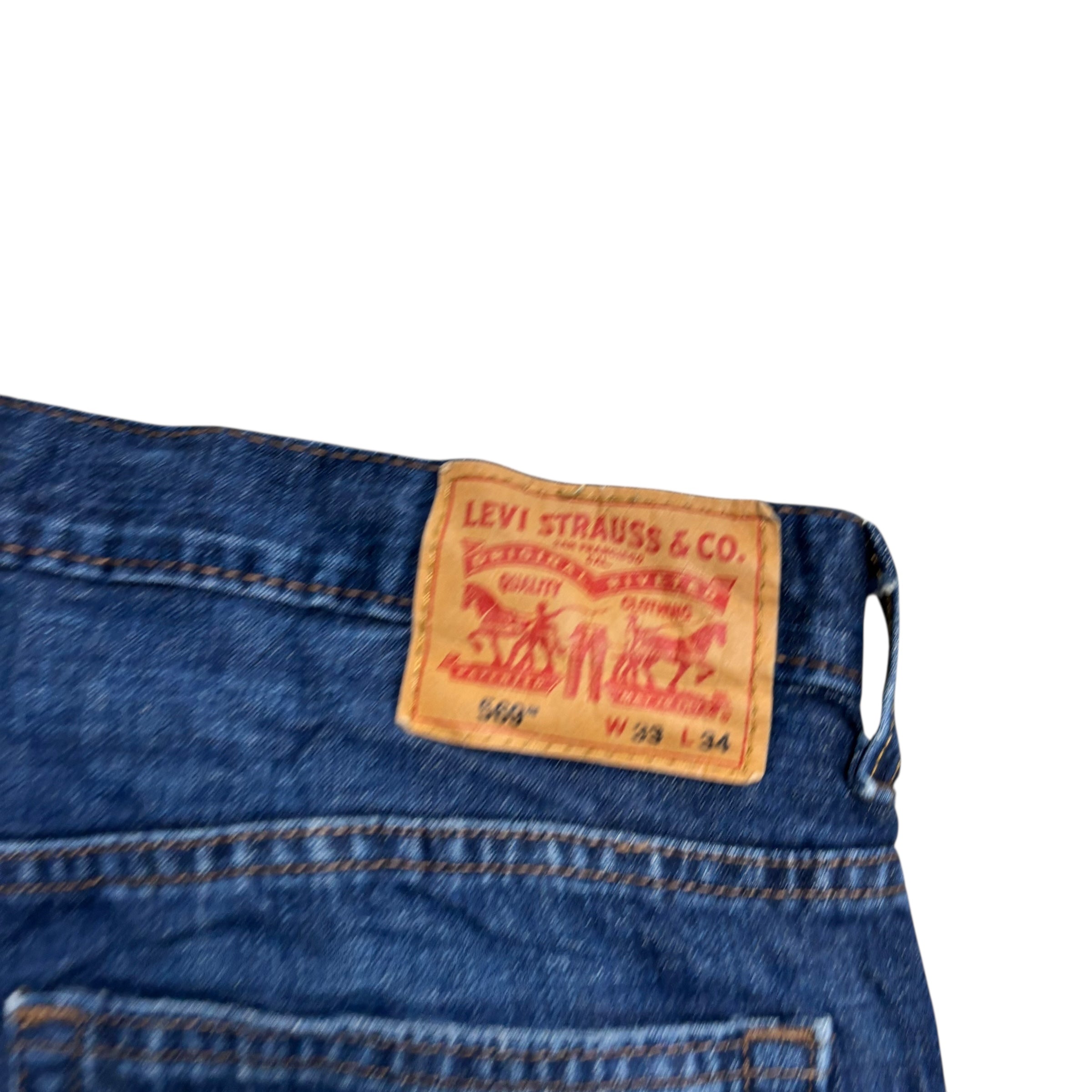 Levis 569 Jeans W33 L34 Mens Dark Blue Baggy Relaxed Straight Fit Denim