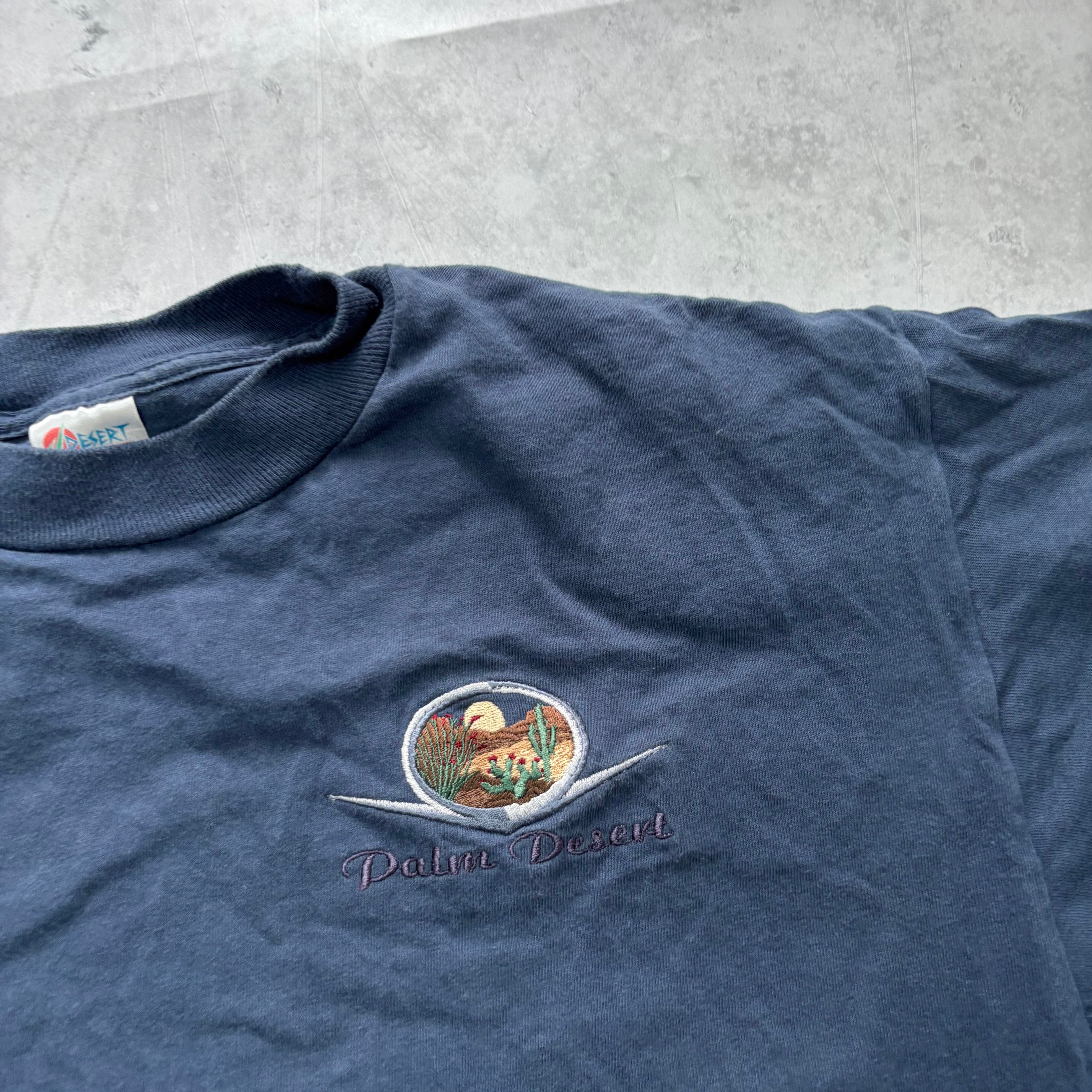 Vintage T Shirt Mens Large Navy Blue Single Stitch Graphic Print 90s Tourist (E)