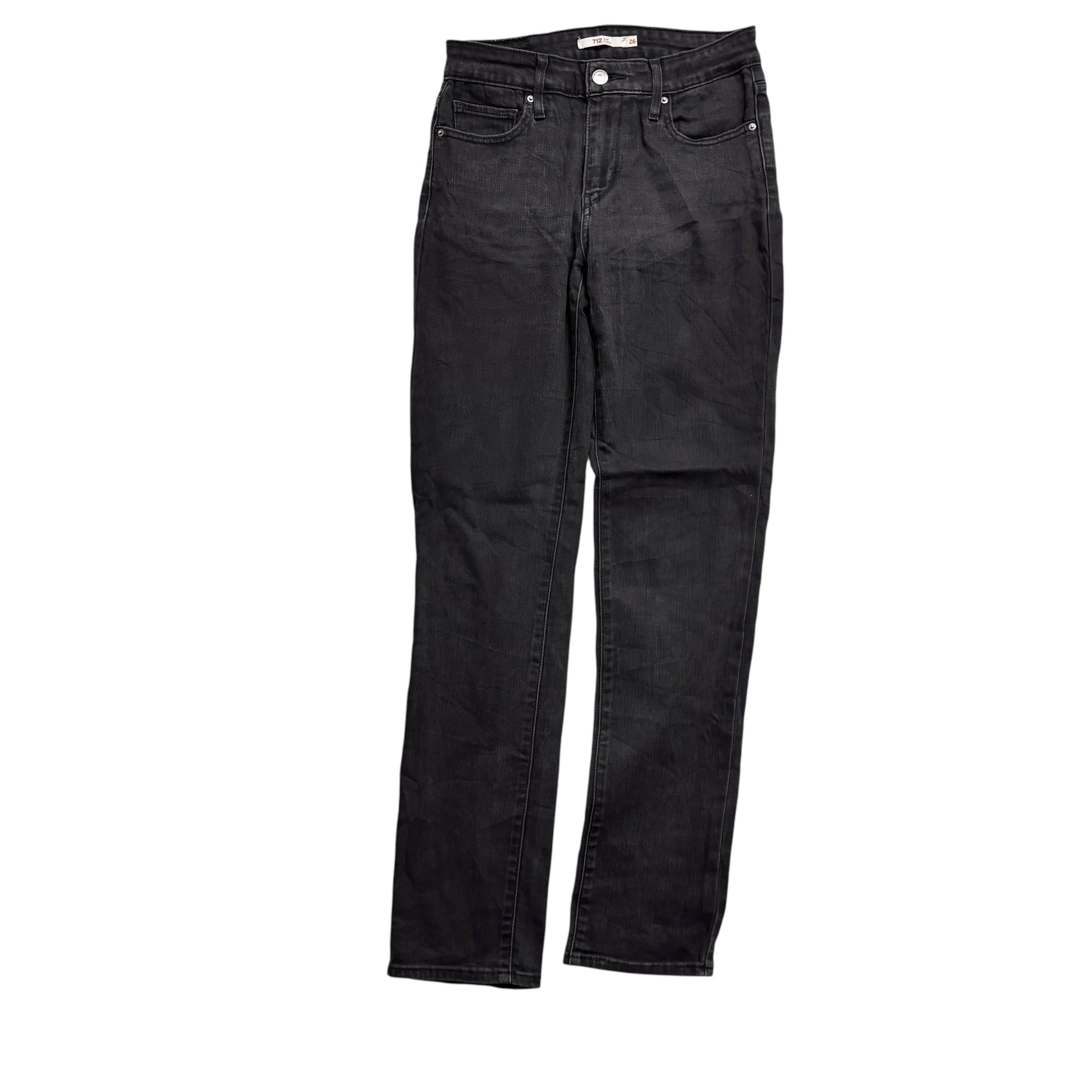 Levis 712 Jeans W26 L30 Womens Slim Fit Black Stretch Denim