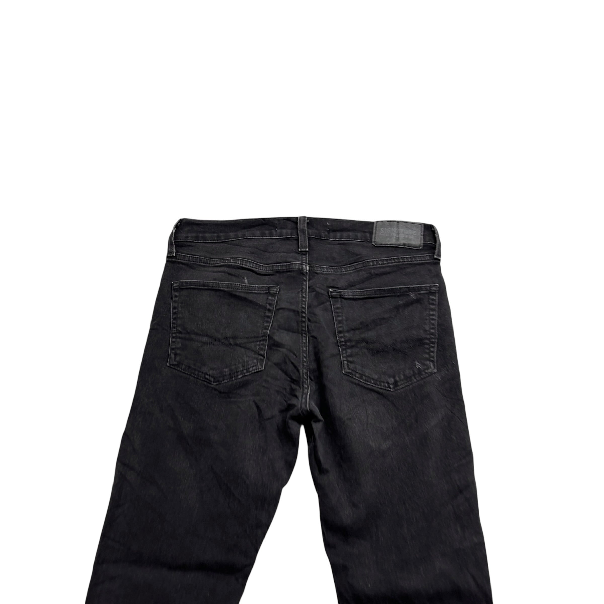 Levis Signature Jeans W32 L30 Mens Black Skinny Fit Stretch Denim