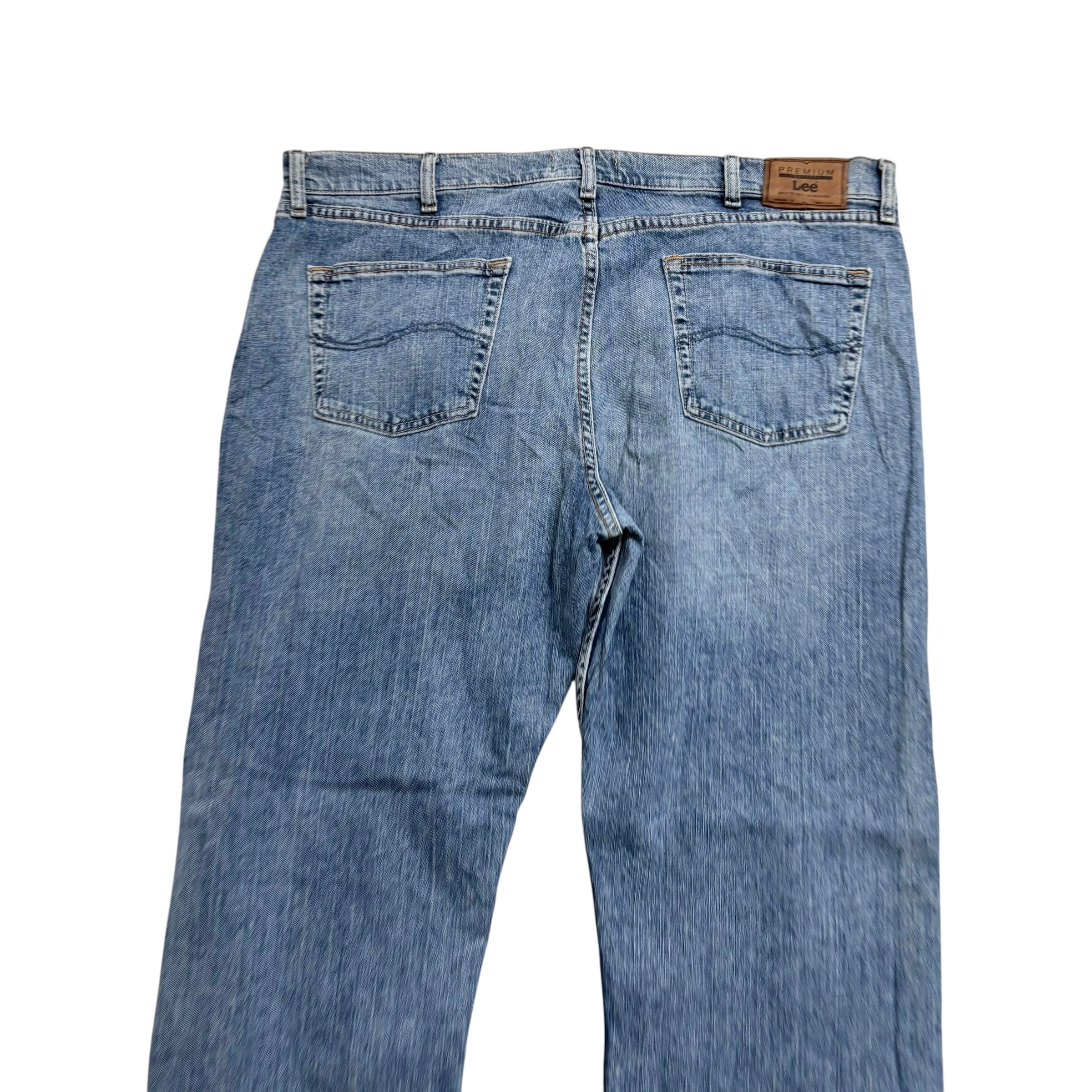 Lee Jeans W42 L30 Mens Regular Straight Fit Mid Blue Stretch Denim (E)