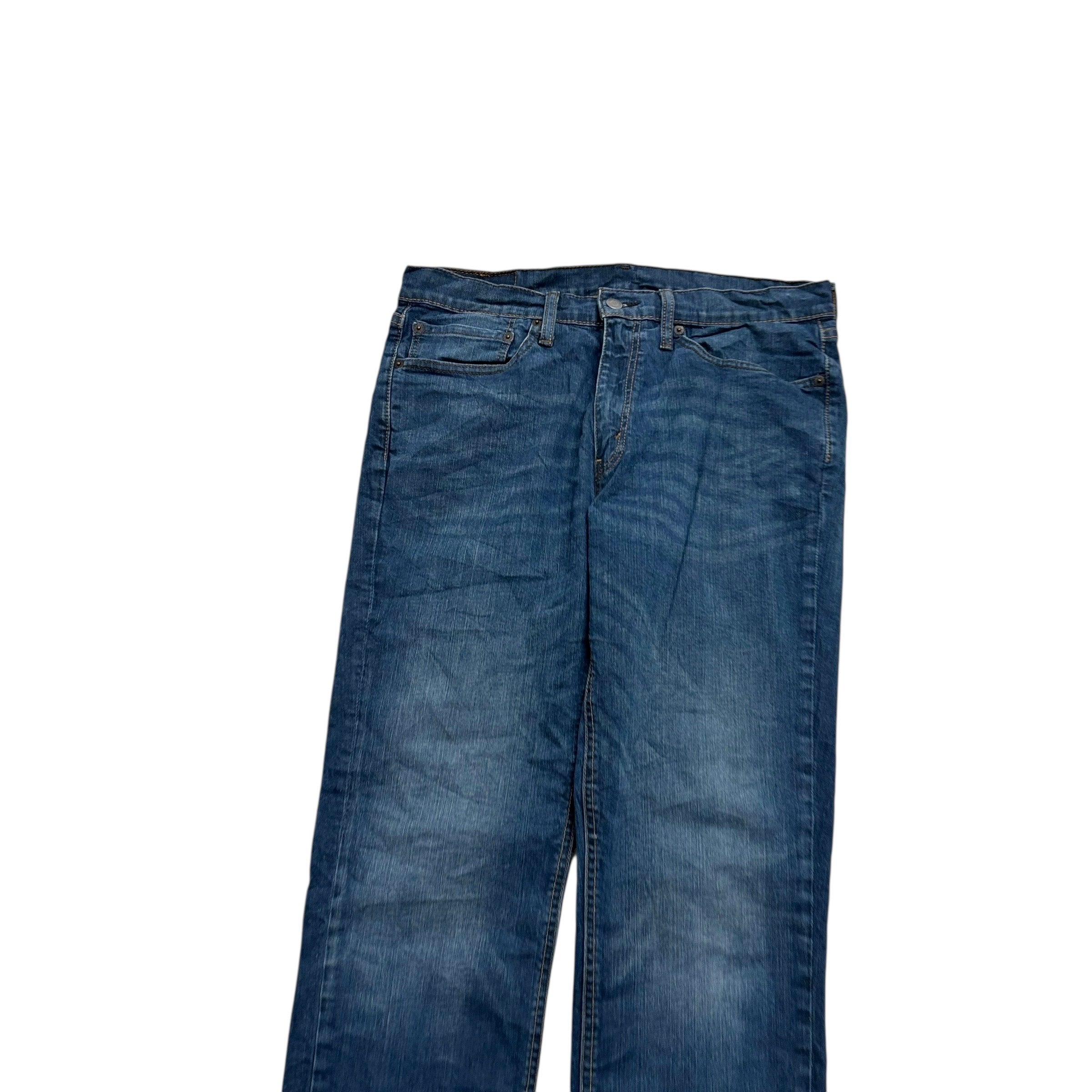 Levis 541 Jeans W34 L32 Mens Dark Blue Athletic Tapered Fit Stretch Denim (E)