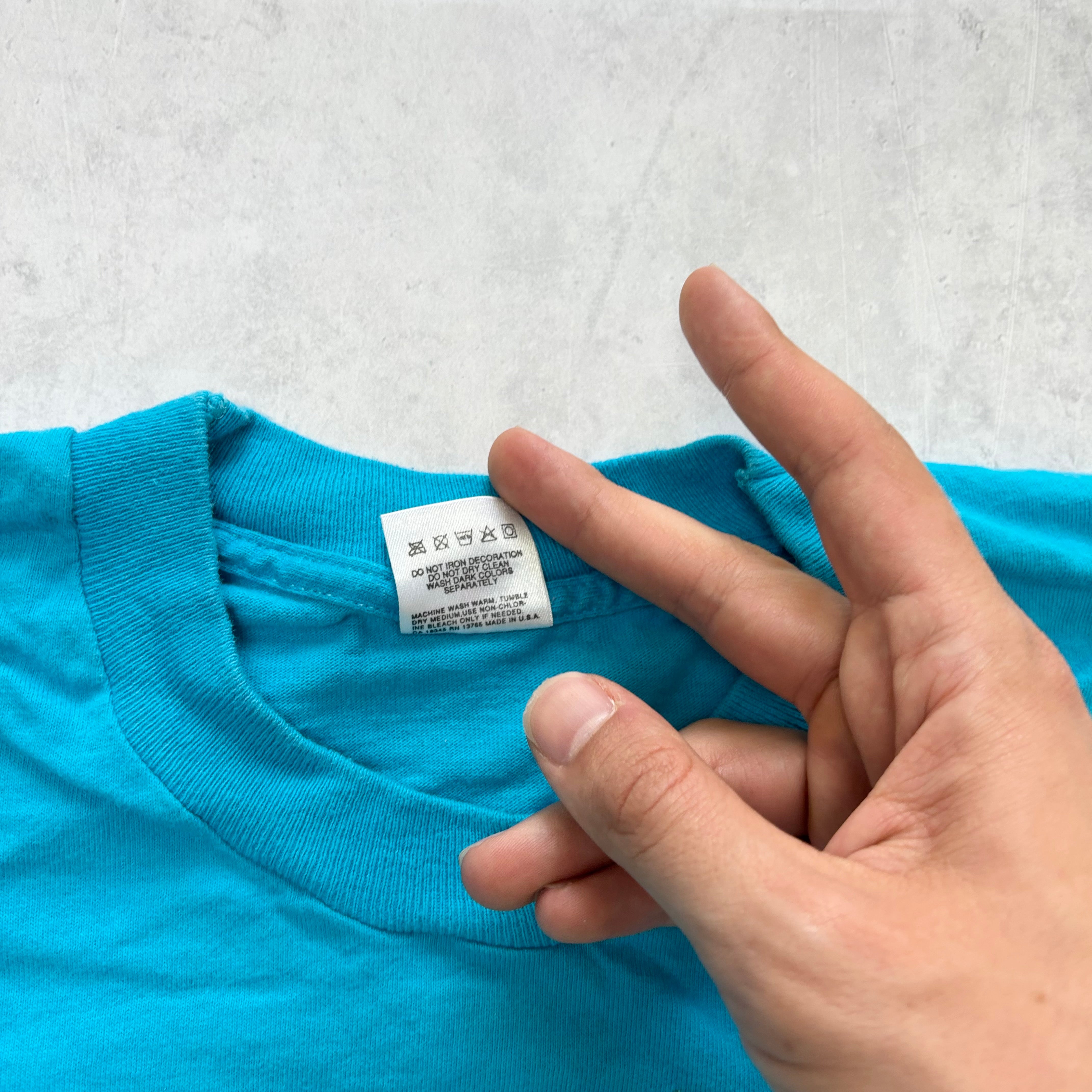 Vintage T Shirt Mens Large Blue Single Stitch Graphic Print 90s USA (E)